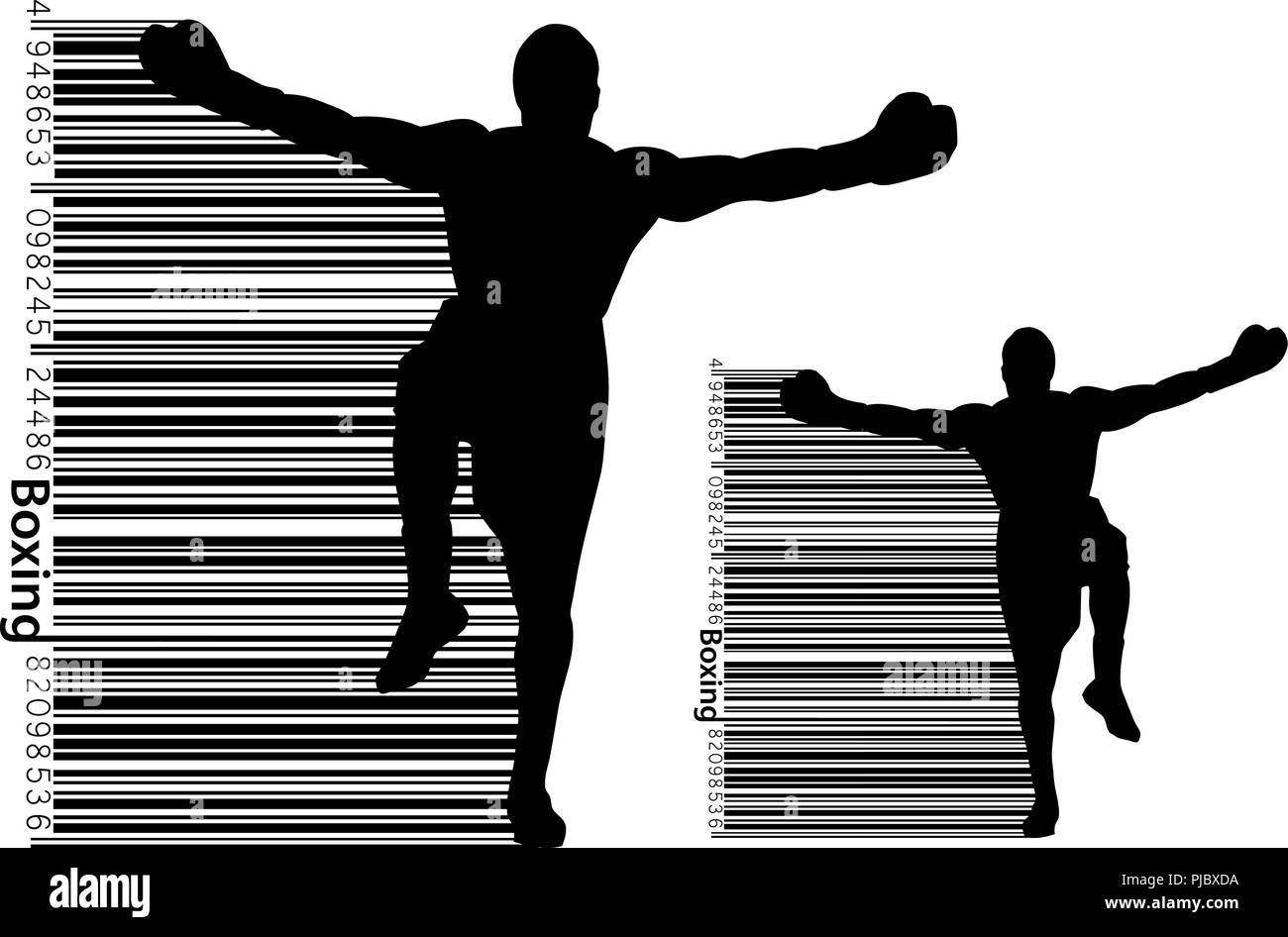 Boxer silhouette. Sfondo e Testo su uno strato separato, il colore può essere cambiato in un solo clic. Illustrazione Vettoriale