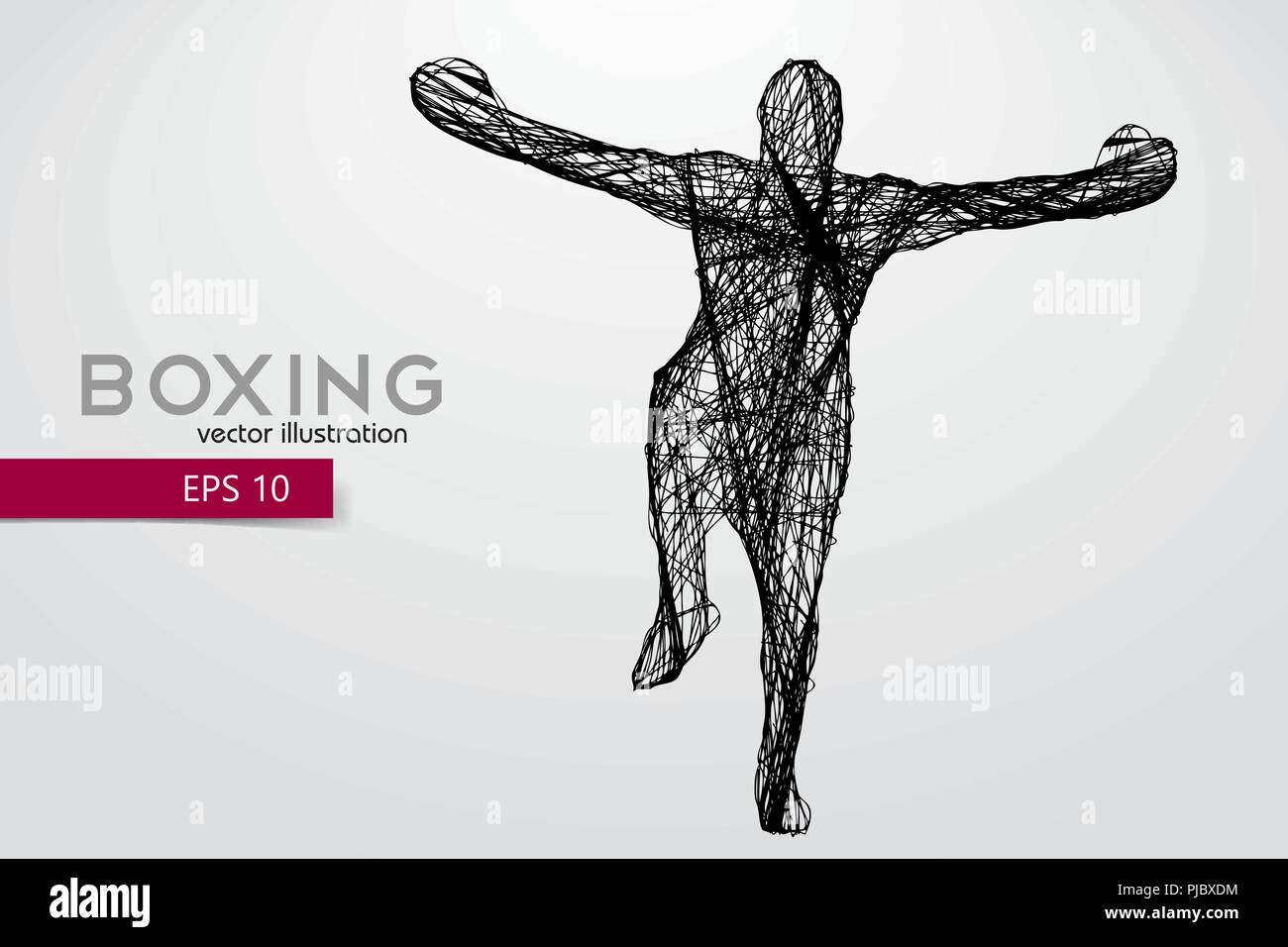 Boxer silhouette. Sfondo e Testo su uno strato separato, il colore può essere cambiato in un solo clic. Illustrazione Vettoriale