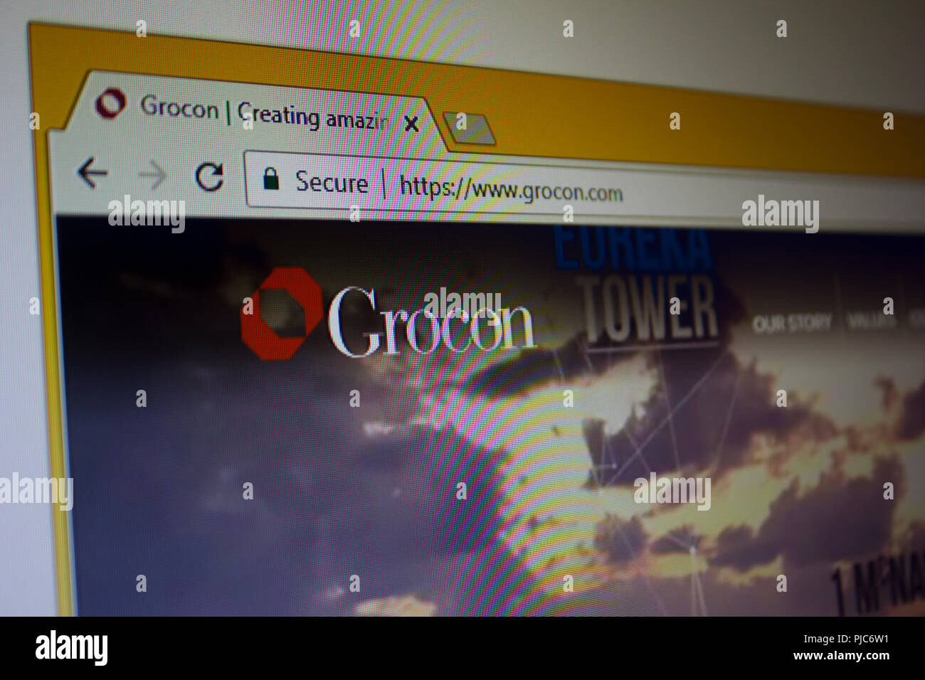 Grocon Website Homepage Foto Stock