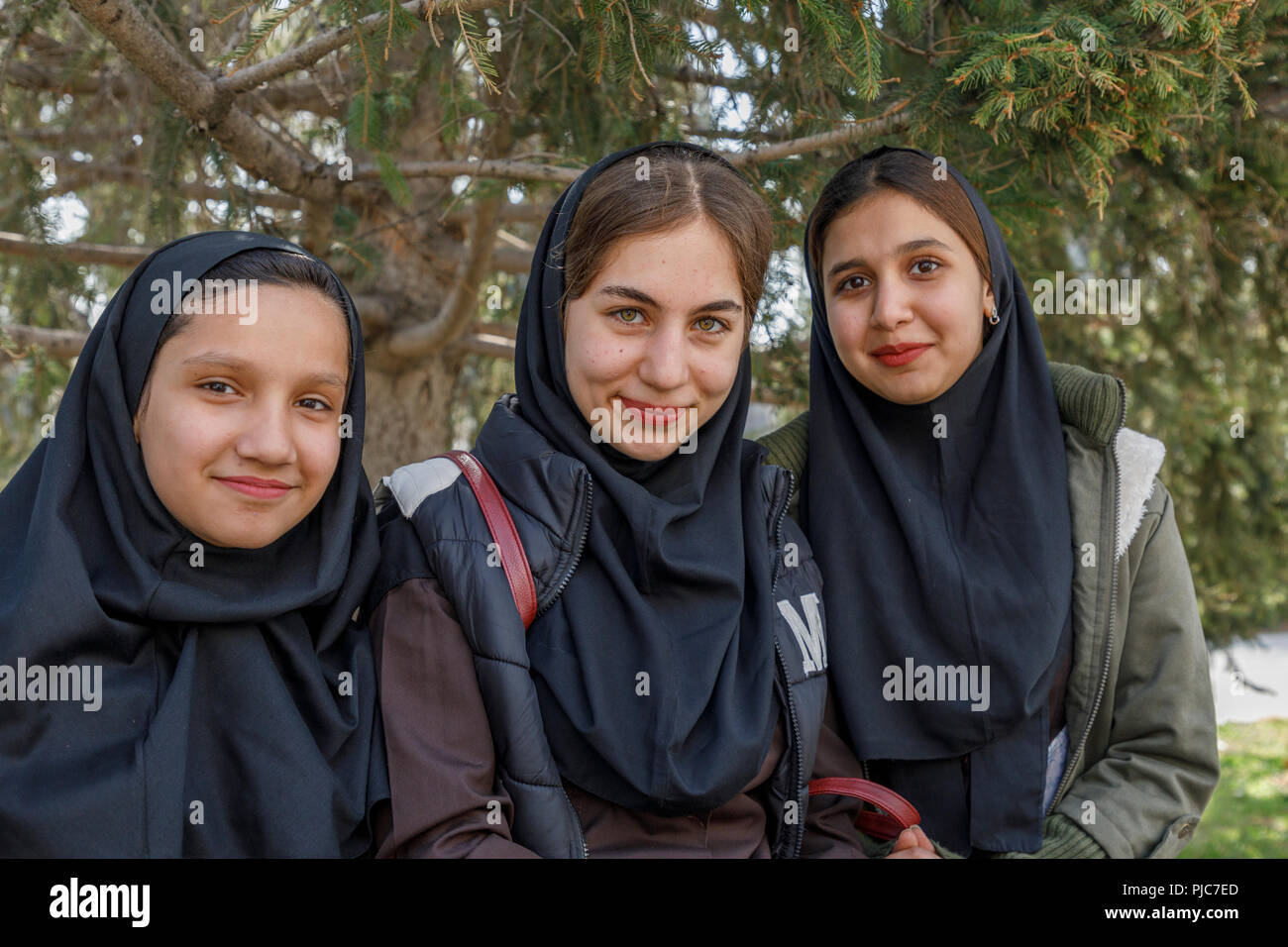 Repubblica islamica di Iran. Tehran. Scuola iraniana ragazze. Foto Stock