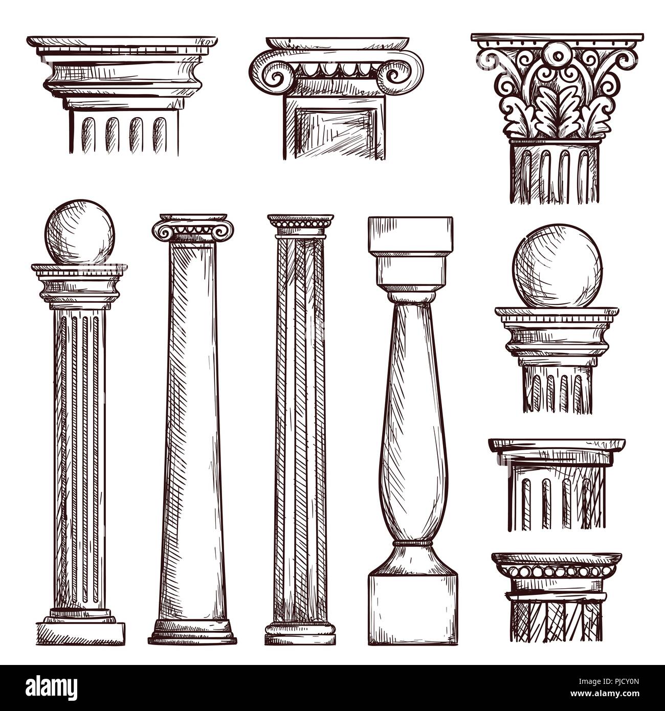 Architettura araba inciso colonne Illustrazione Vettoriale