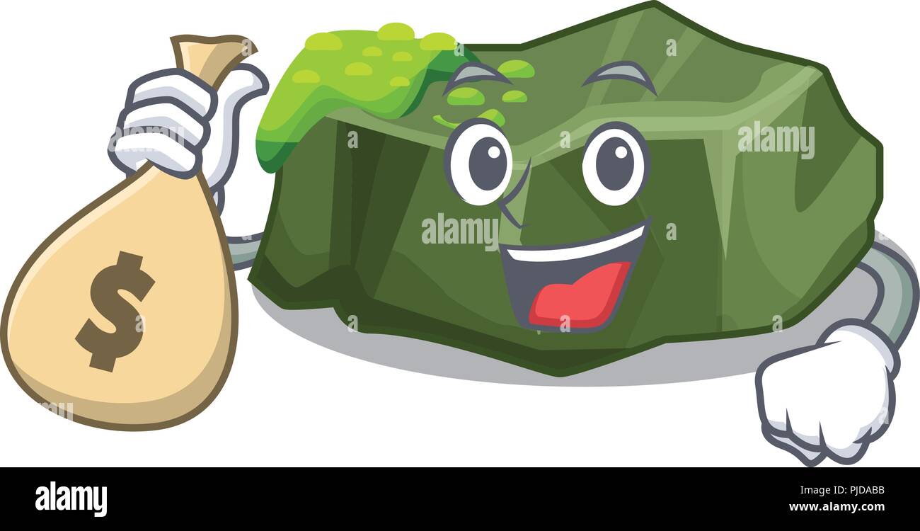 Con denaro borsa cartoon verde campione di roccia di alta qualità Illustrazione Vettoriale