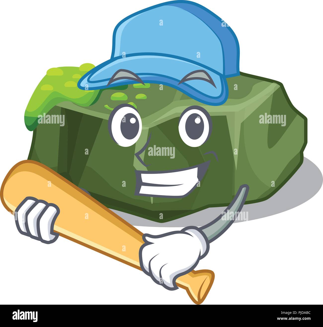 A giocare a baseball cartoon verde campione di roccia di alta qualità Illustrazione Vettoriale