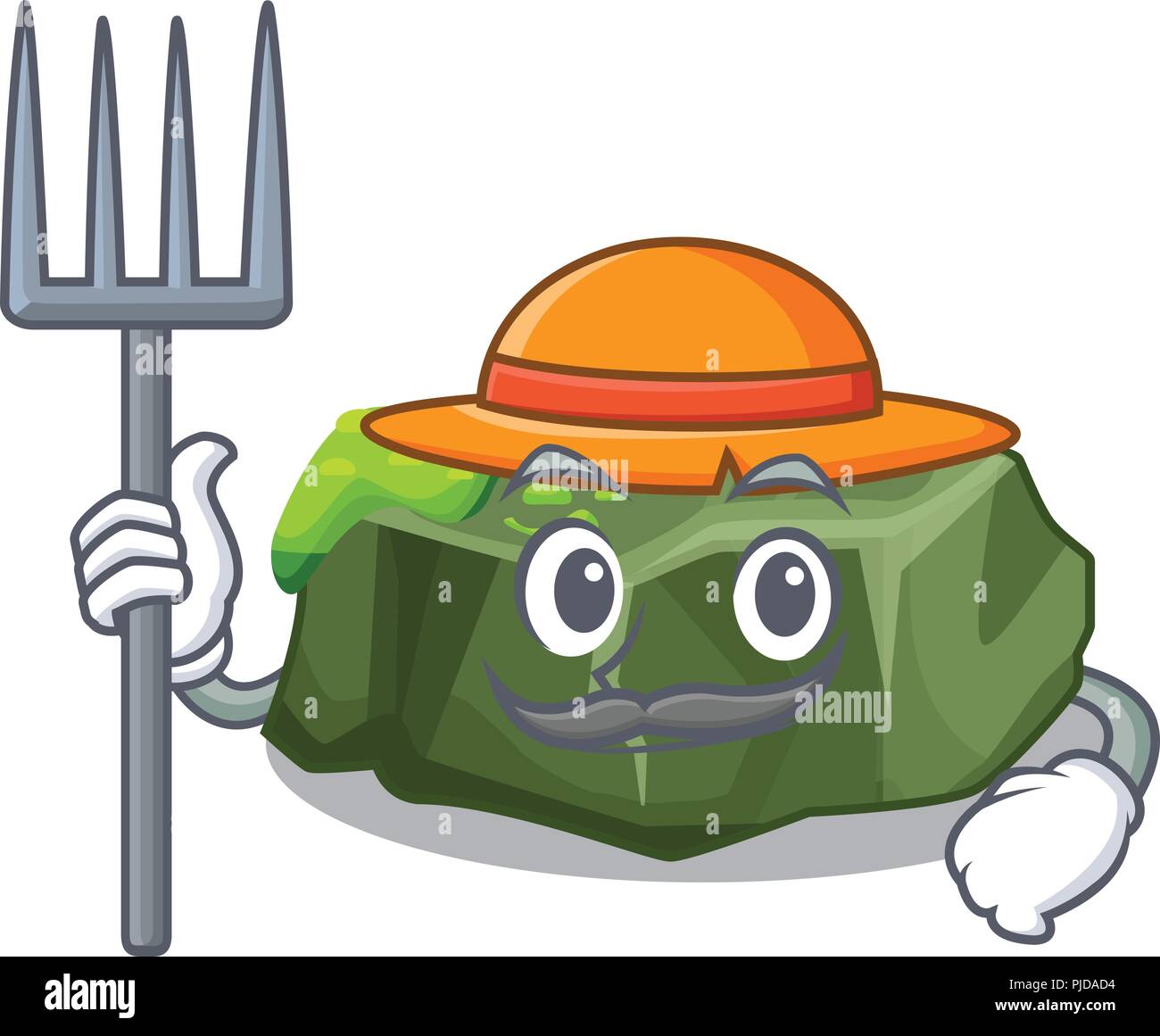 Agricoltore cartoon verde campione di roccia di alta qualità Illustrazione Vettoriale