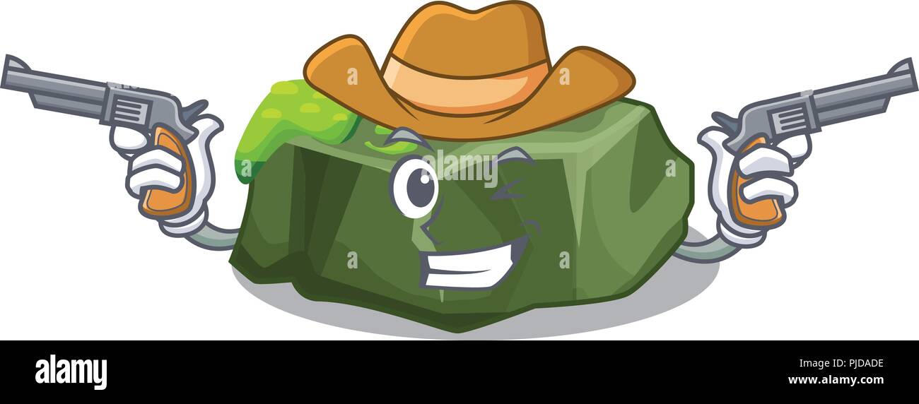 Cowboy cartoon verde campione di roccia di alta qualità Illustrazione Vettoriale