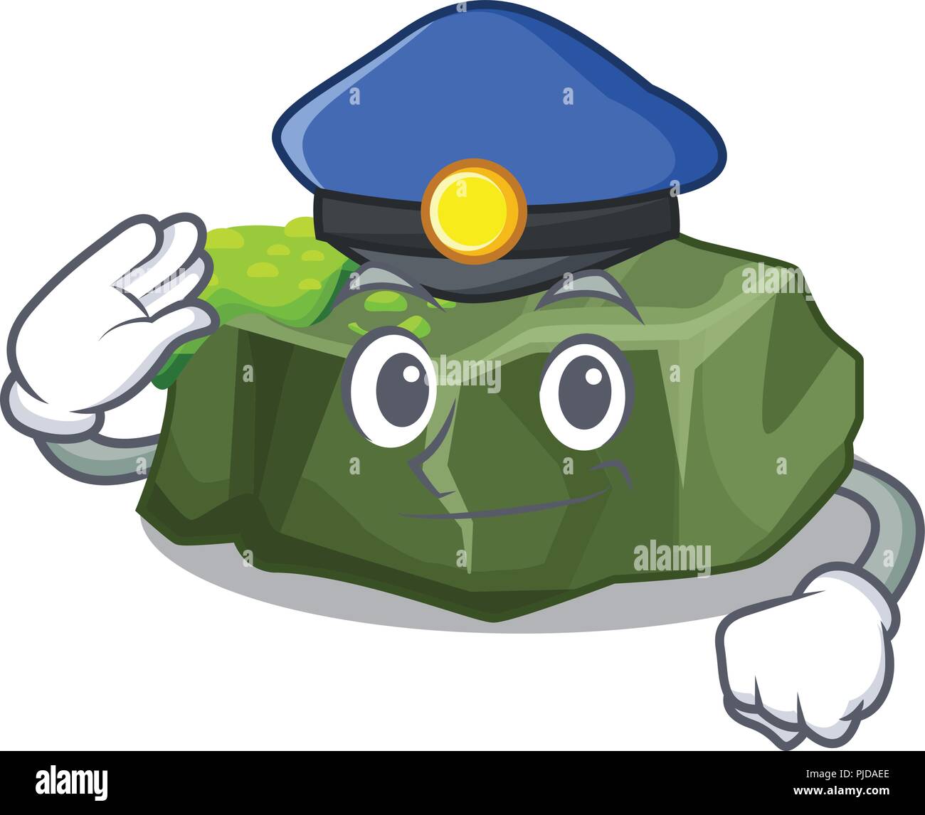 Cartoon di polizia verde campione di roccia di alta qualità Illustrazione Vettoriale