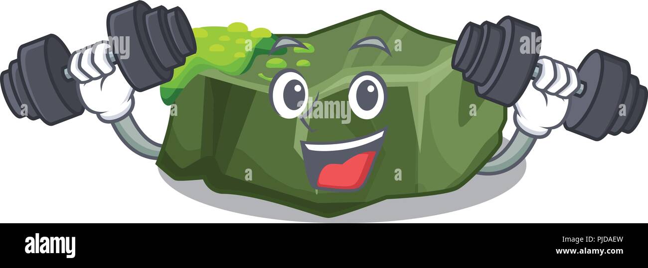 Cartoon Fitness verde campione di roccia di alta qualità Illustrazione Vettoriale