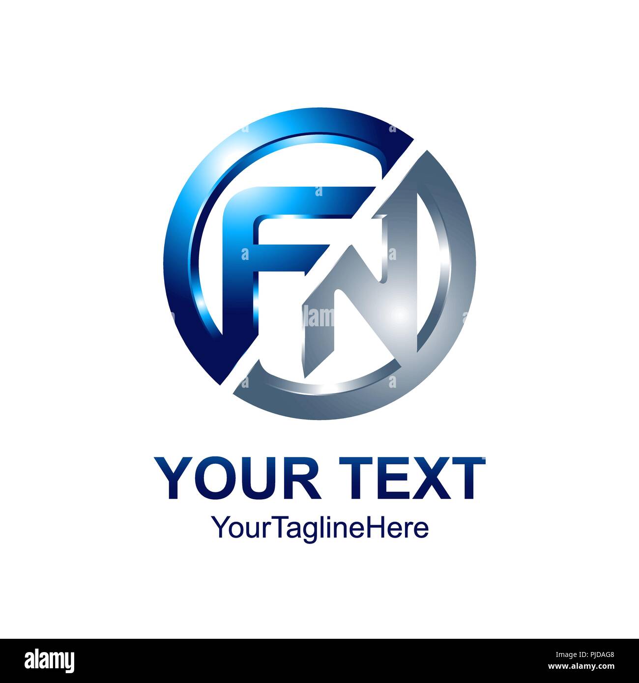 Lettera iniziale FN logo colorato modello di cerchio blu design per il business e l'identità aziendale Illustrazione Vettoriale