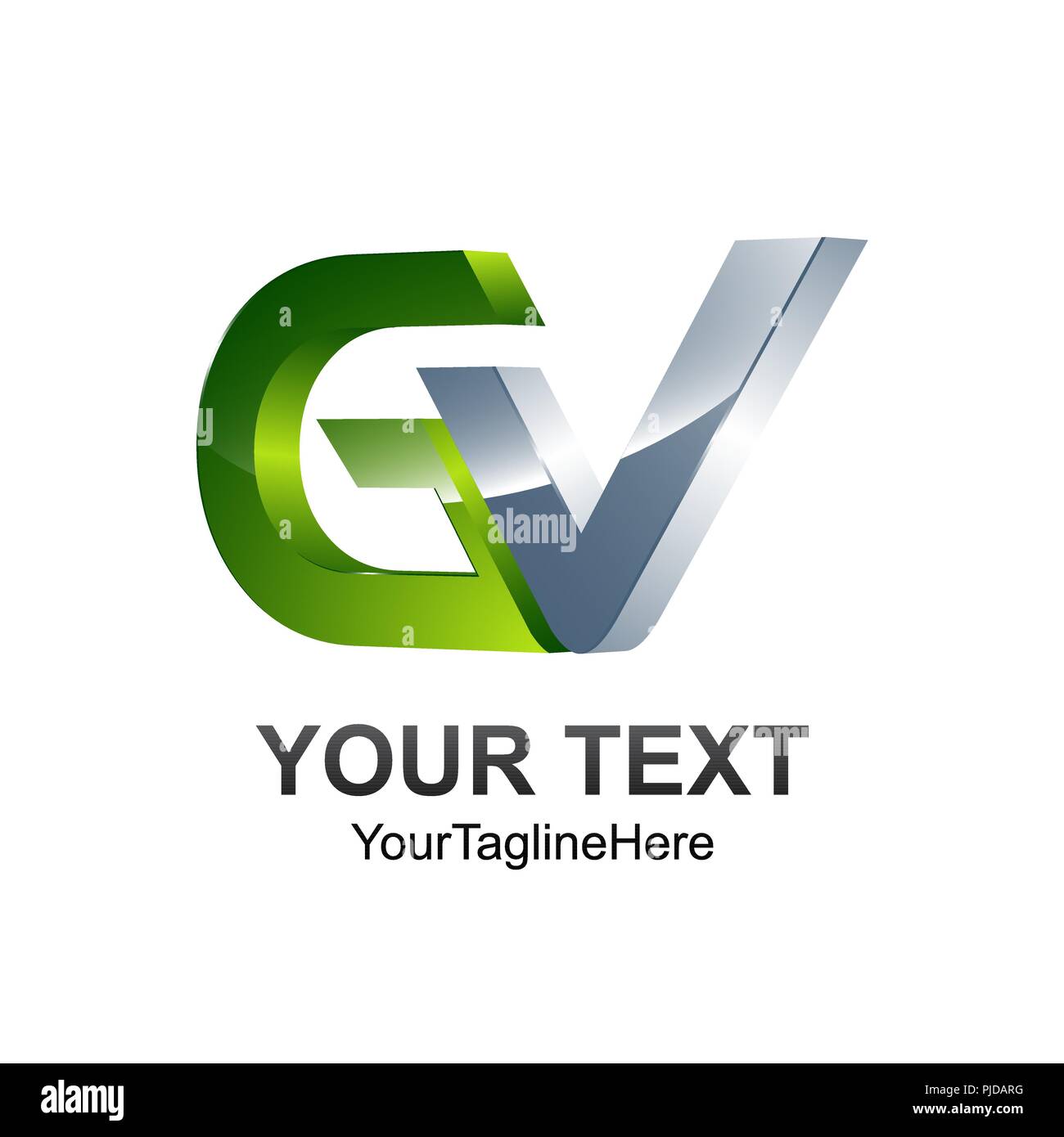 Lettera iniziale GV logo colorato modello argento progettazione verde per il business e l'identità aziendale Illustrazione Vettoriale