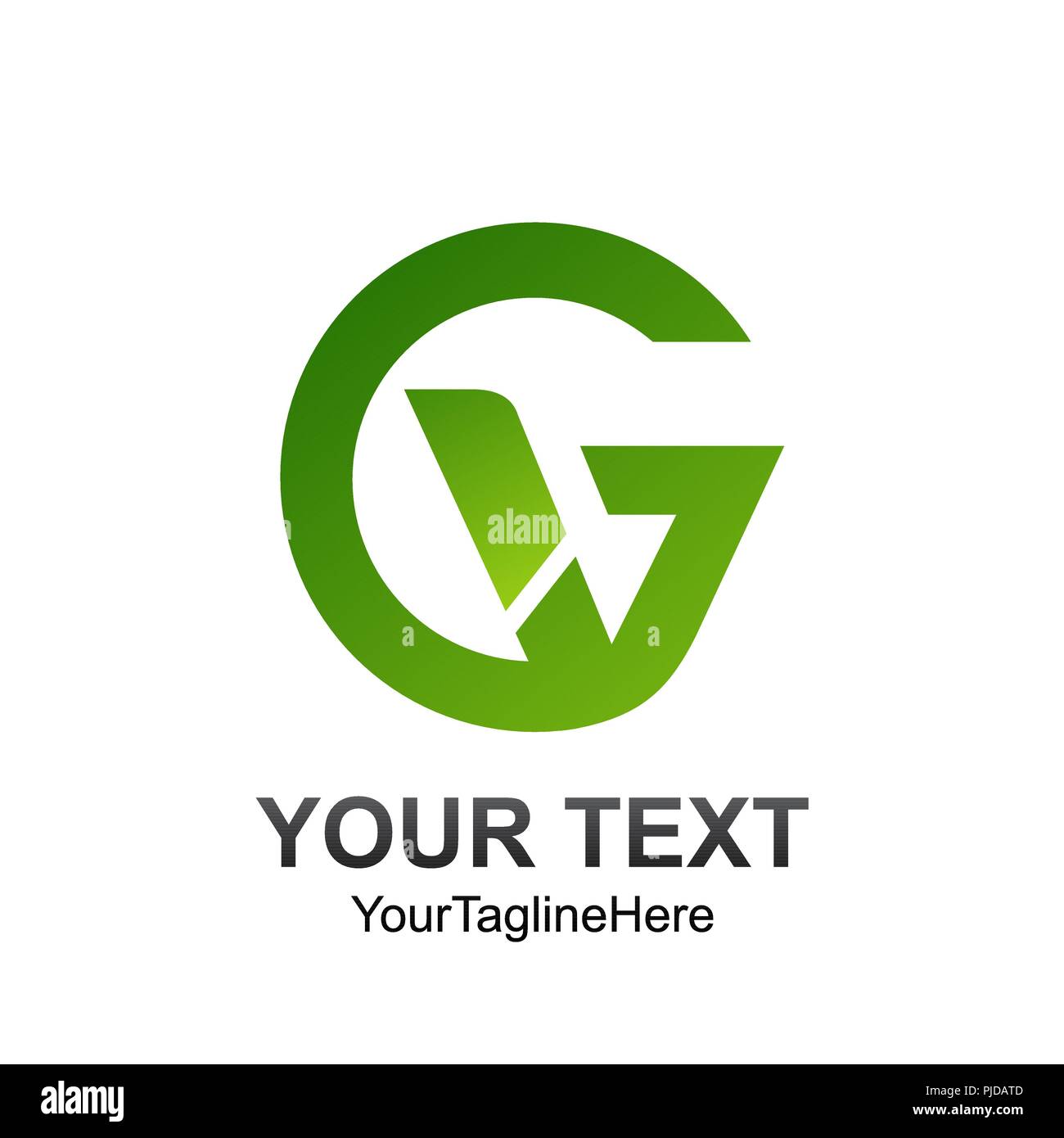 Lettera iniziale GV logo colorato modello green design per il business e l'identità aziendale Illustrazione Vettoriale