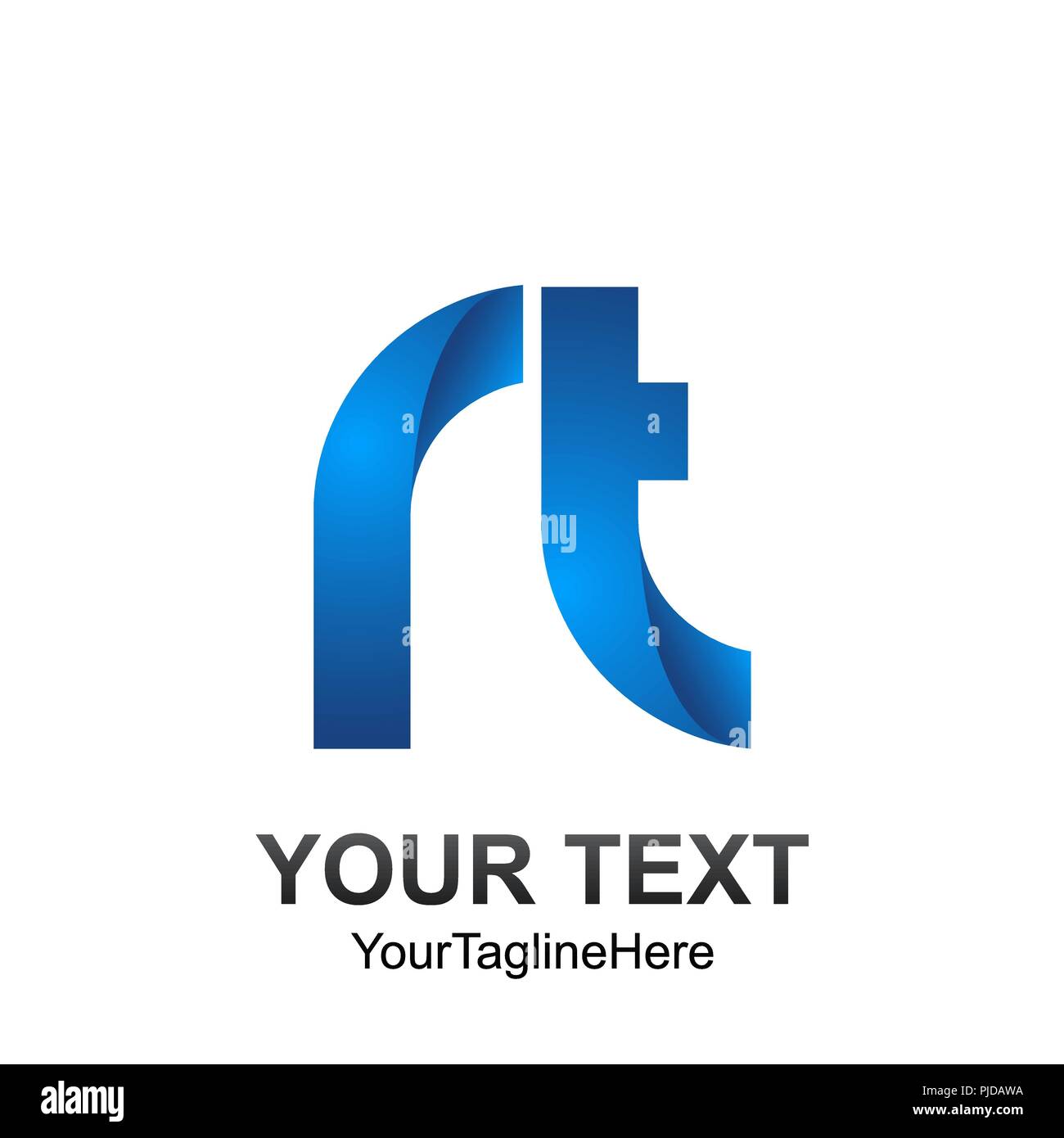 Lettera iniziale RT modello logo colorato in blu design per il business e l'identità aziendale Illustrazione Vettoriale