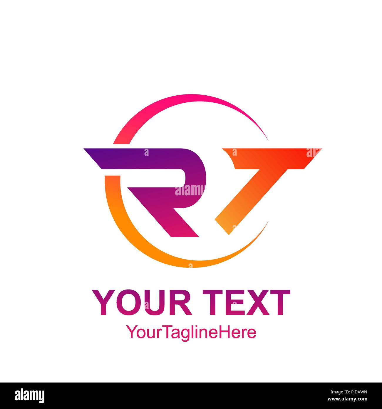 Lettera iniziale RT modello logo colorfull cerchio swoosh design per il business e l'identità aziendale Illustrazione Vettoriale