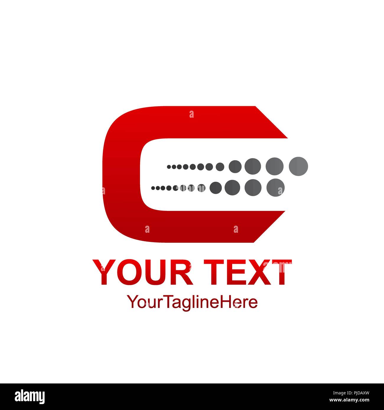 Lettera iniziale C modello logo colorato di rosso con il design dei mezzitoni per il business e l'identità aziendale Illustrazione Vettoriale
