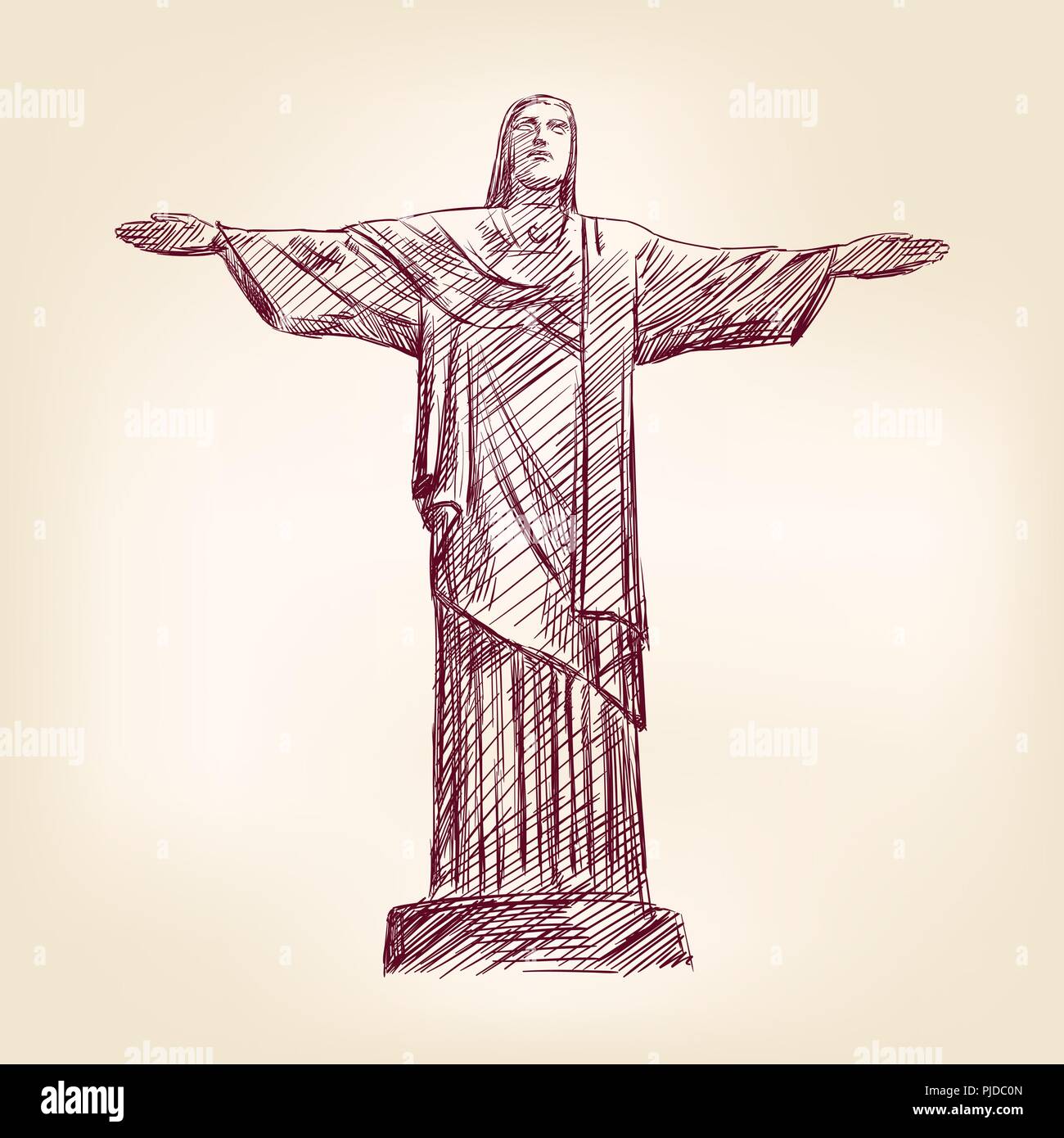 Statua di Gesù Cristo a Rio de Janeiro Illustrazione Vettoriale