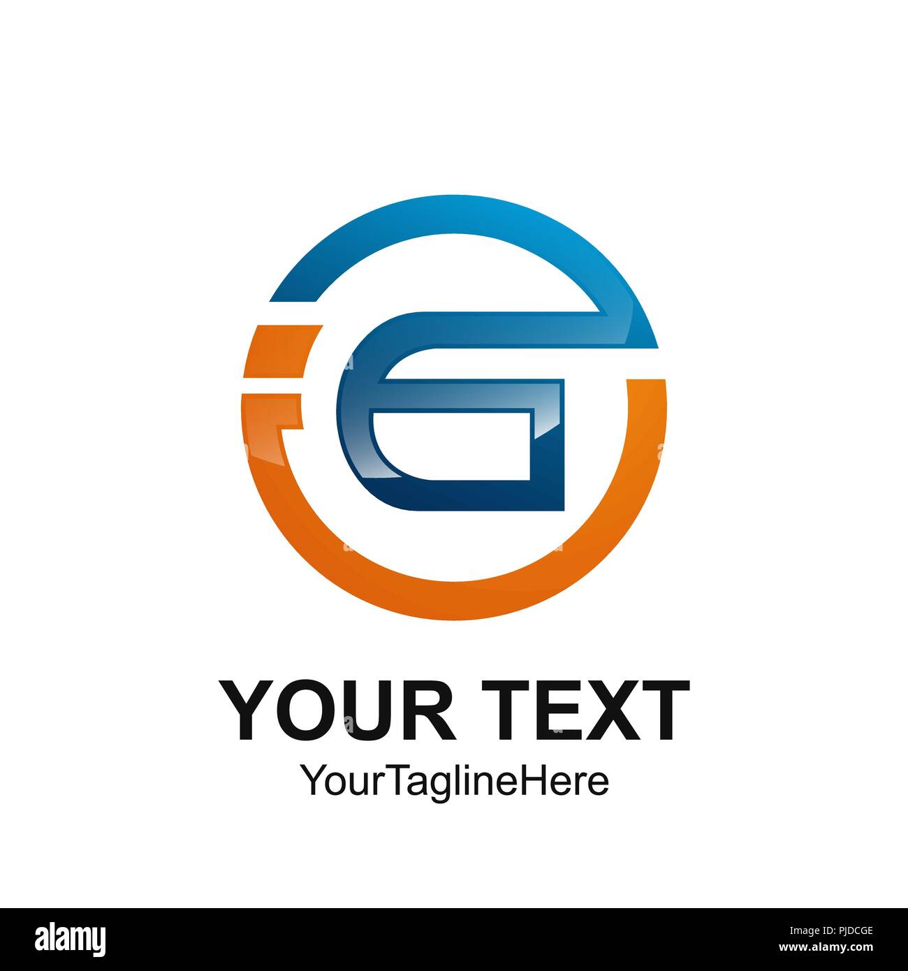 Lettera iniziale GI o IG modello logo colorato di arancione cerchio blu design per il business e l'identità aziendale Illustrazione Vettoriale