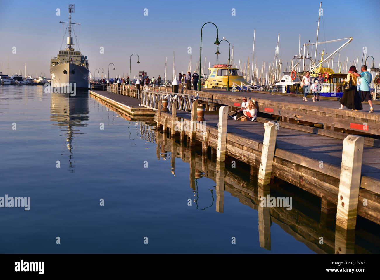 Williamstown Port al tramonto a Melbourne, Australia Foto Stock