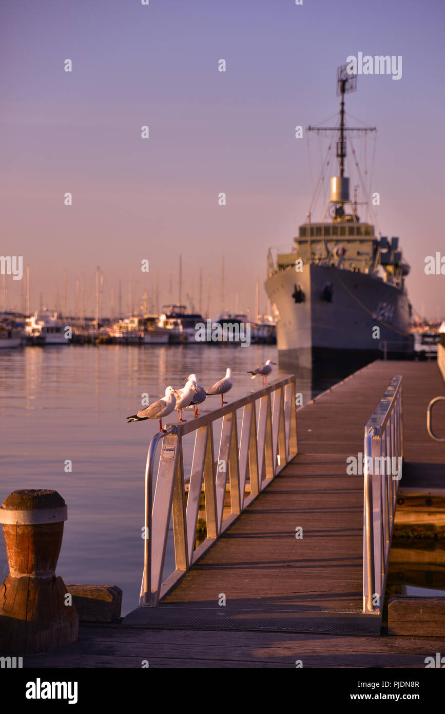 Williamstown Port al tramonto a Melbourne, Australia Foto Stock