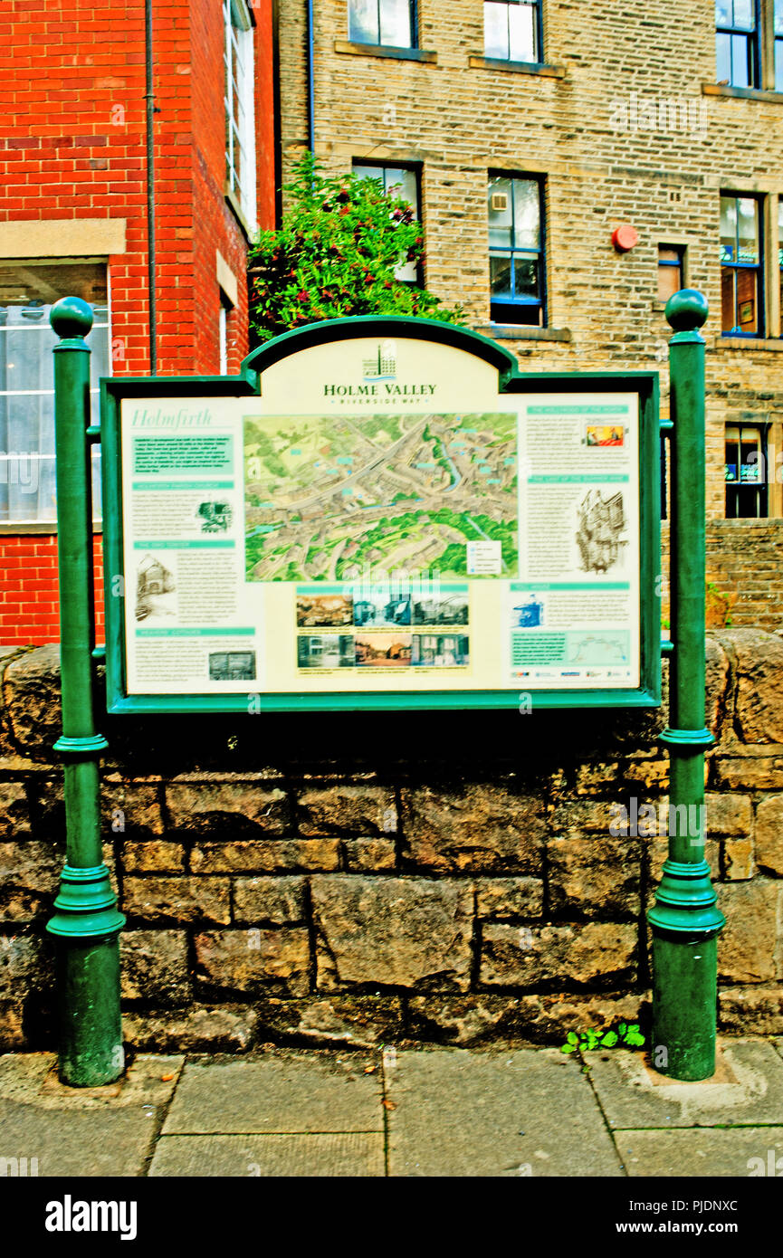 Holme Valley information board, Leeds, West Yorkshire, Inghilterra Foto Stock