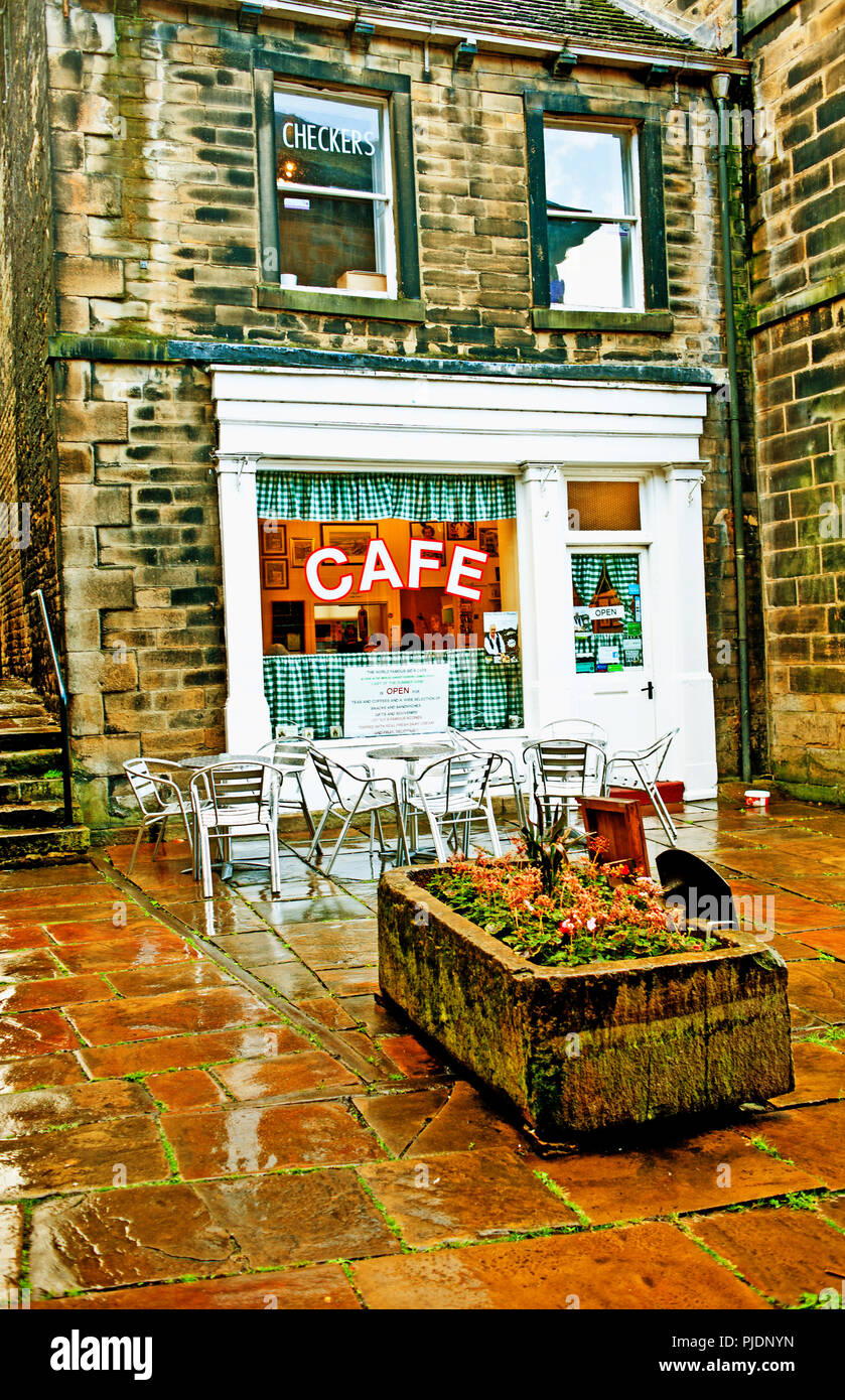 Sids Cafe, TV posizione per ultimo del vino estivo serie, Leeds, West Yorkshire, Inghilterra Foto Stock