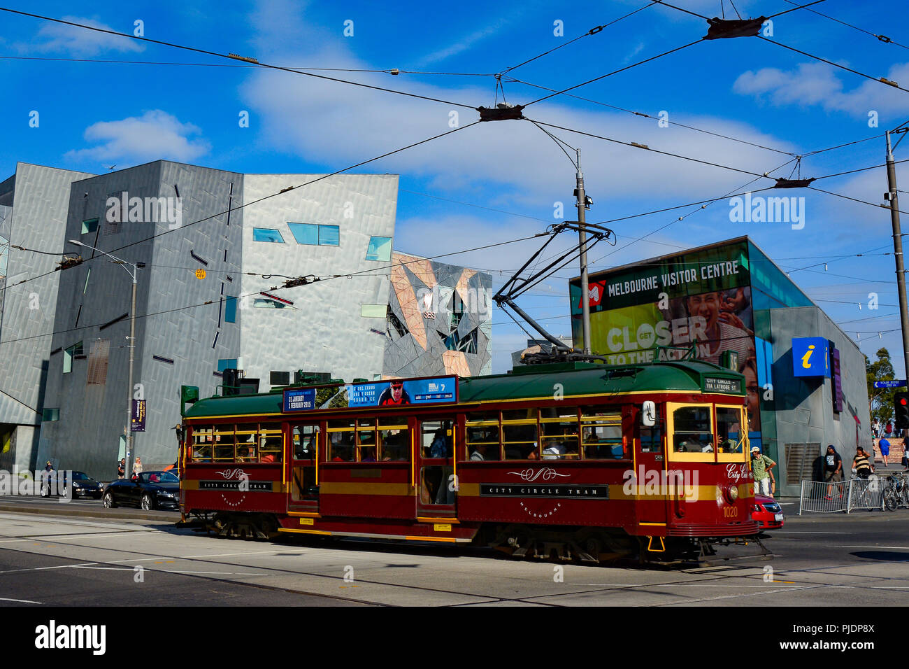 Rete di tram, il trasporto pubblico in Melbourne, Australia Foto Stock