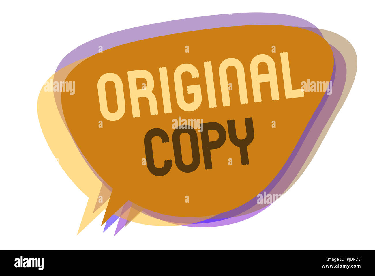 Parola di scrittura di testo Copia originale. Il concetto di business per script principale non stampati brevettato con marchio Master elenco discorso bolla idea messaggio promemoria ombre ho Foto Stock