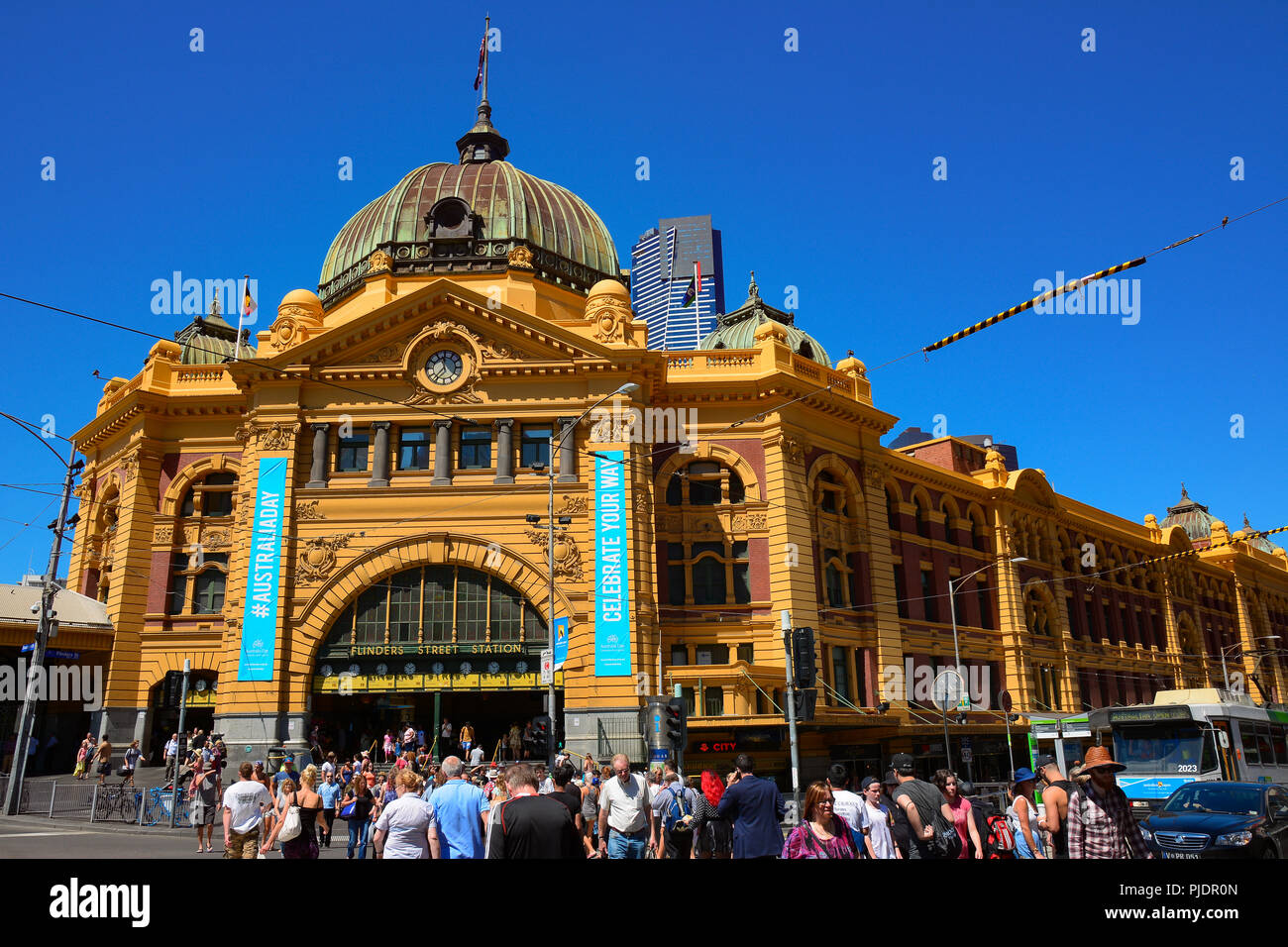 La stazione di Flinders Street, la più famosa attrazione di Melbourne, Australia Foto Stock