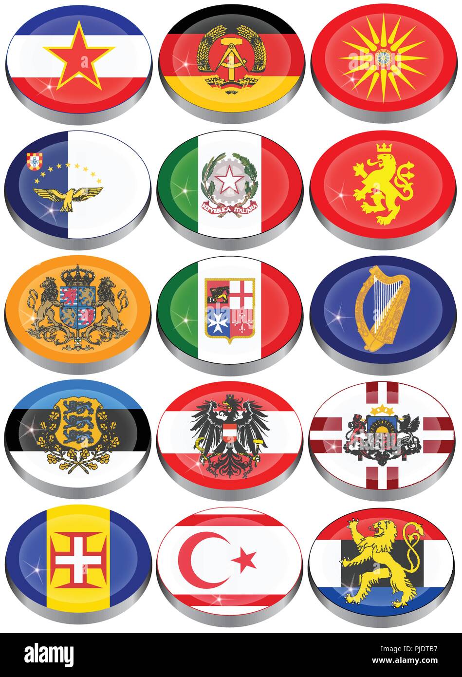 Set di icone. Bandiere dell'Europa. Illustrazione Vettoriale