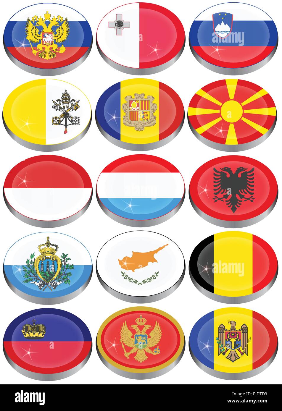 Set di icone. Bandiere dell'Europa. Illustrazione Vettoriale
