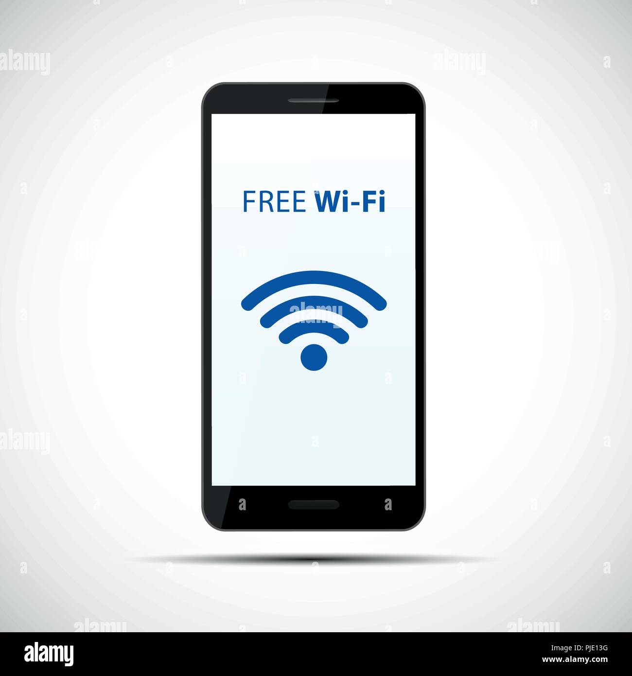 Free Wi-fi simbolo in nero smartphone mobile phone illustrazione vettoriale EPS10 Illustrazione Vettoriale