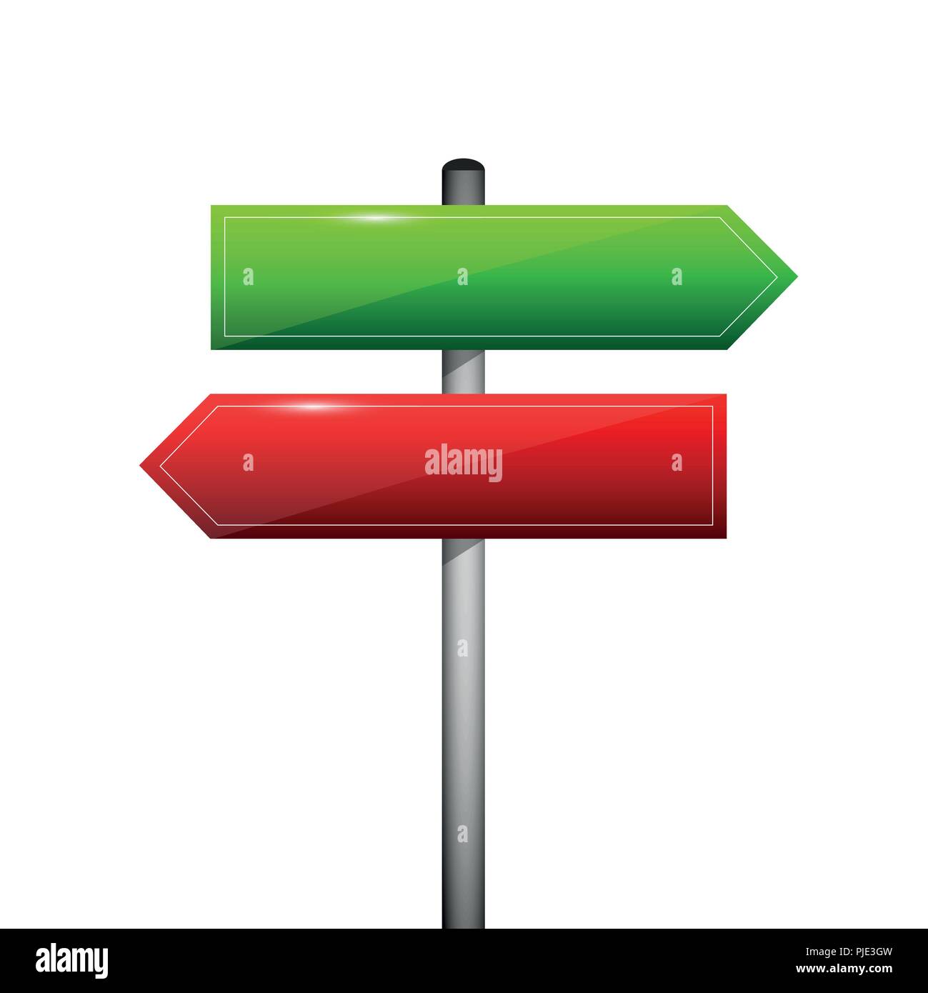 Rosso e verde direzione vuoto segno di orientamento per la freccia a sinistra e a destra per illustrazione vettoriale EPS10 Illustrazione Vettoriale