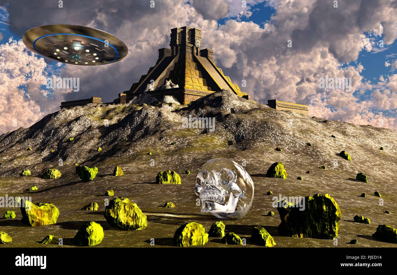Il teschio di cristallo e antichi alieni. Foto Stock