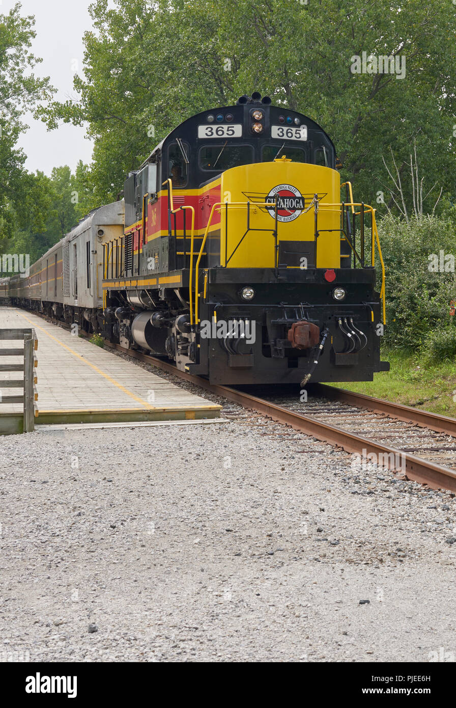 Cuyahoga Valley Scenic Railroad al deposito Rockside in vista della valle, OHIO USA Foto Stock