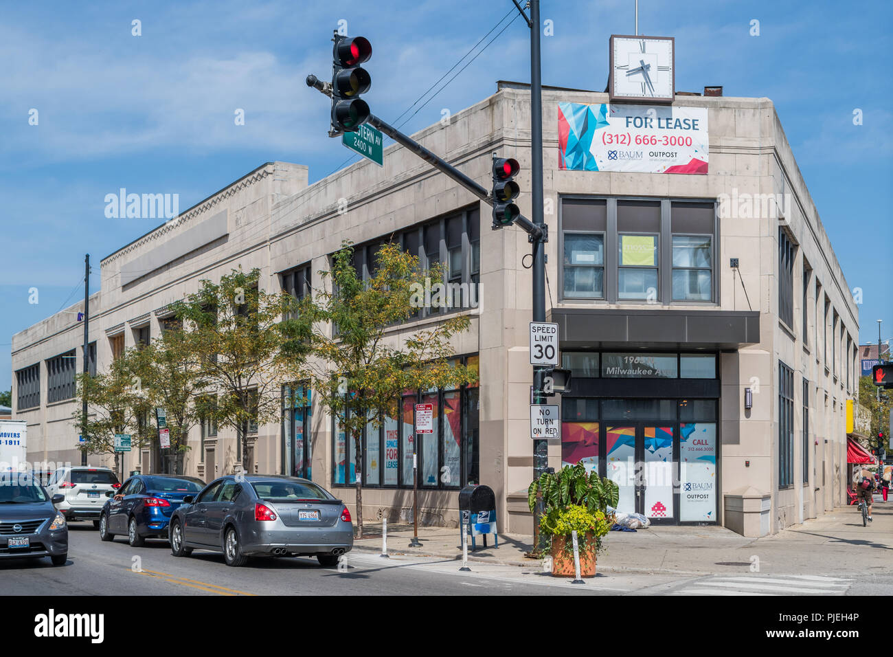 Periferiche storico edificio della banca in la zona del Wicker Park Foto Stock