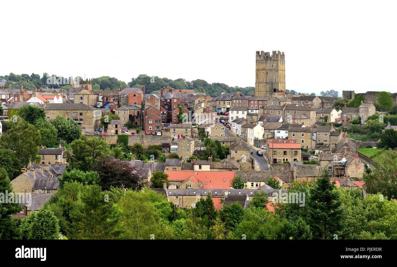 Richmond,Yorkshire, visto da di Culloden Tower Foto Stock