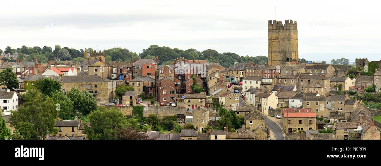 Richmond,Yorkshire, visto da di Culloden Tower Foto Stock