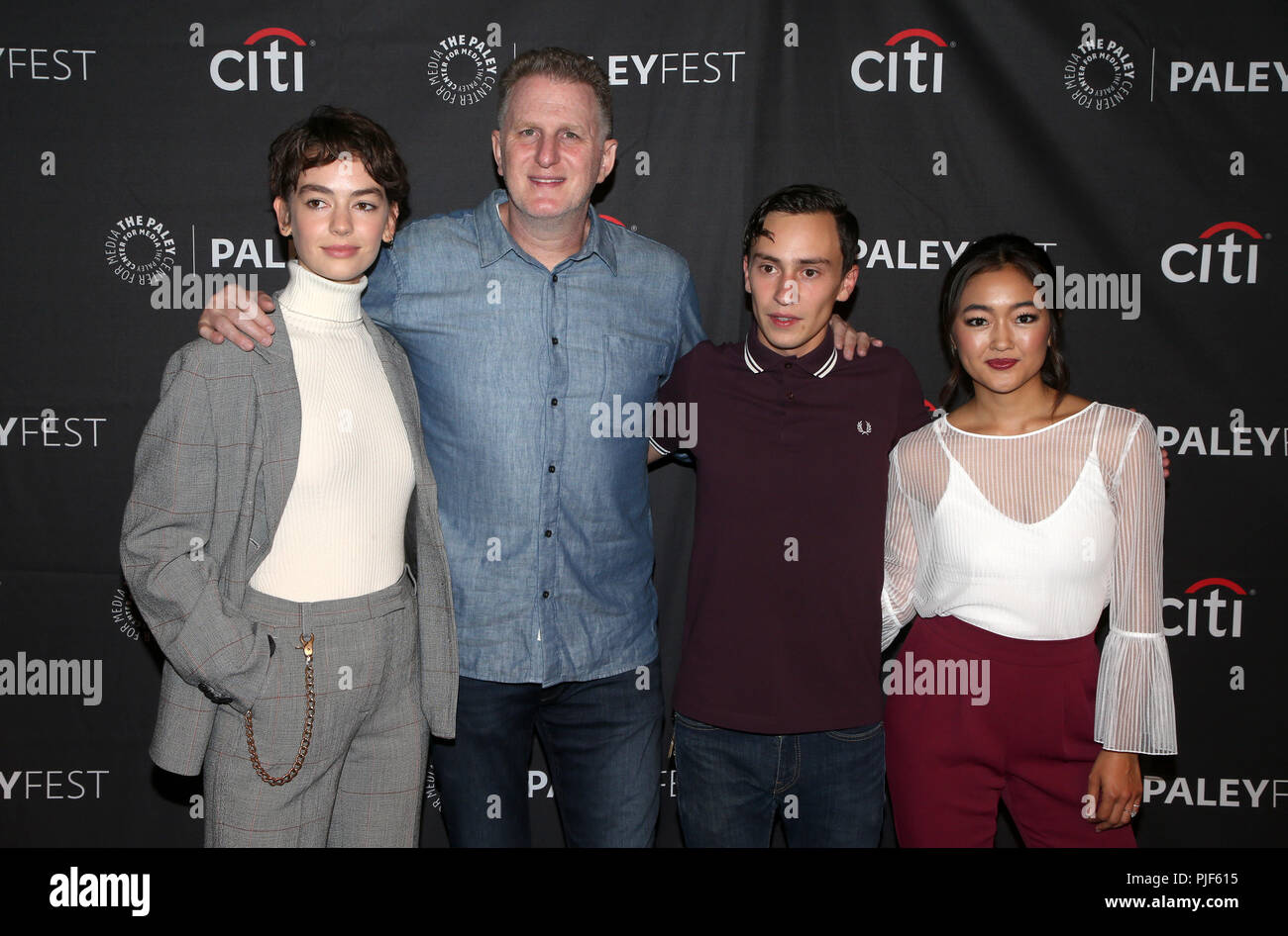 Beverly Hills, CA, Stati Uniti d'America. 6 Sep, 2018. 06 Settembre 2018- Beverly Hills, la California - Brigette Lundy-Paine, Michael Rapaport, Keir Gilchrist, Amy Okuda. Il Paley Centre for Media's 2018 PaleyFest caduta anteprime TV - atipico di Netflix tenutosi presso il Paley Centre for Media. Photo credit: Faye Sadou/AdMedia Credito: Faye Sadou/AdMedia/ZUMA filo/Alamy Live News Foto Stock