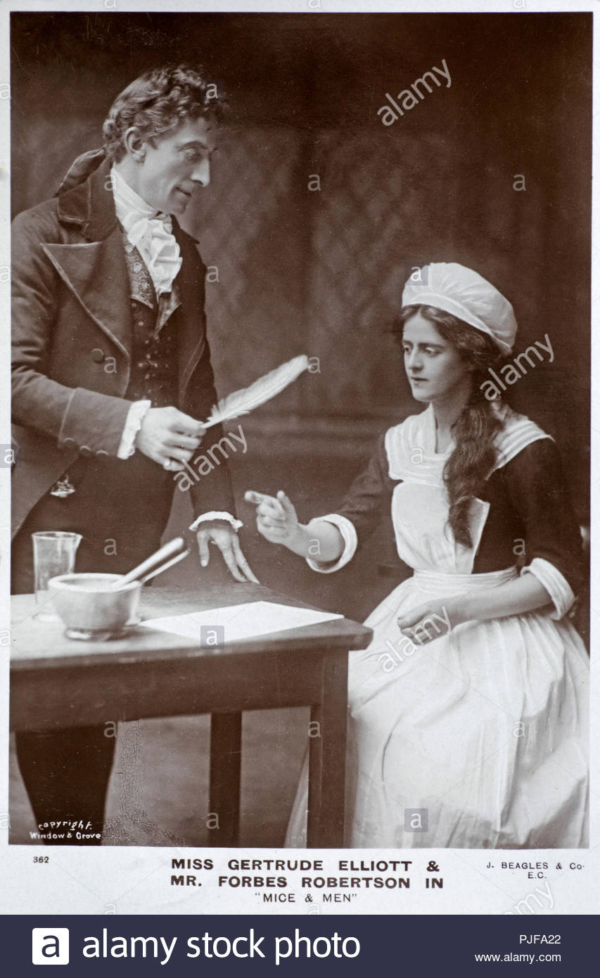 Forbes Robertson, 1853 - 1937, era un attore inglese e teatro manager. Egli è stato considerato il borgo più belli dell'epoca vittoriana e uno dei migliori attori del suo tempo. Gertrude Elliott 1874 - 1950, successivamente Lady Forbes-Robertson, è stata una tappa americana attrice, vintage vera fotografia cartolina dal 1906 Foto Stock