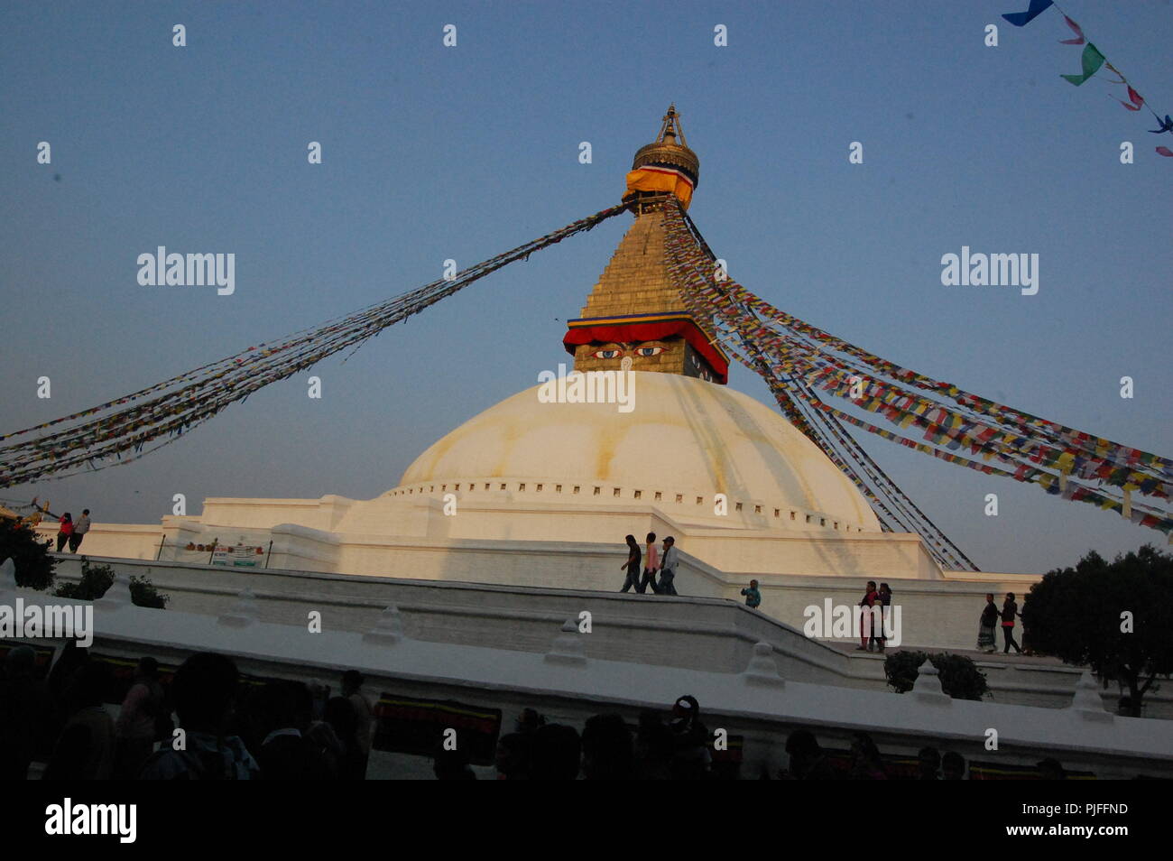 Stupa, il tempio e la statua Foto Stock