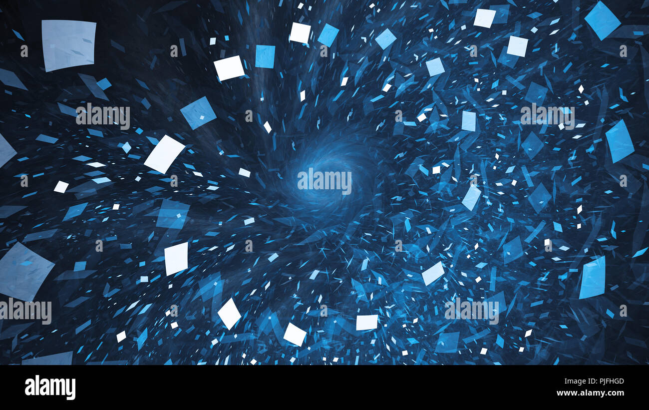 Blu brillante piastrelle volanti, generato dal computer sfondo astratto, rendering 3D Foto Stock