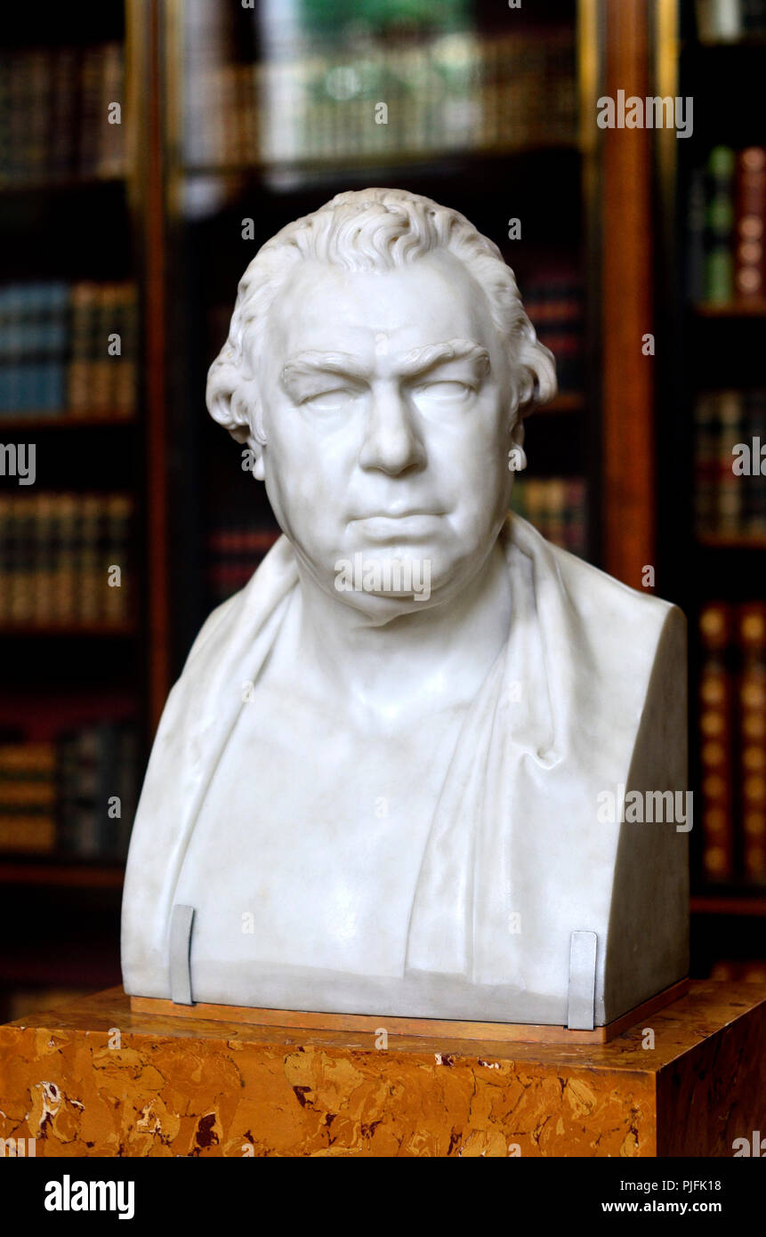 Busto in marmo di Sir Joseph Banks (1743-1820), botanico, fiduciario e benefattore del British Museum (da Sir Charles Chantrey: 1822) British Museum, Blo Foto Stock