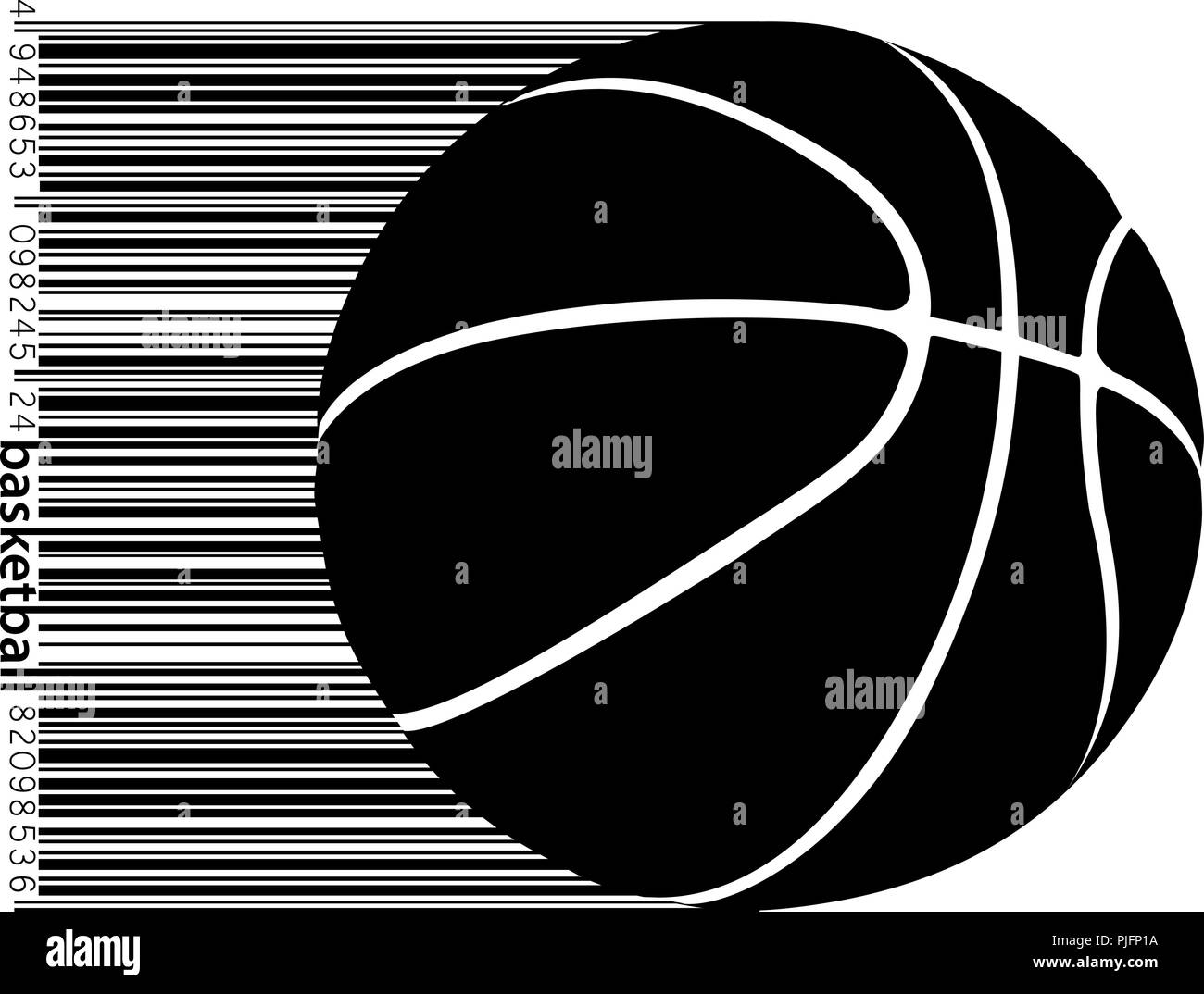 Silhouette di una palla da basket. Sfondo e Testo su uno strato separato, il colore può essere cambiato in un solo clic Illustrazione Vettoriale