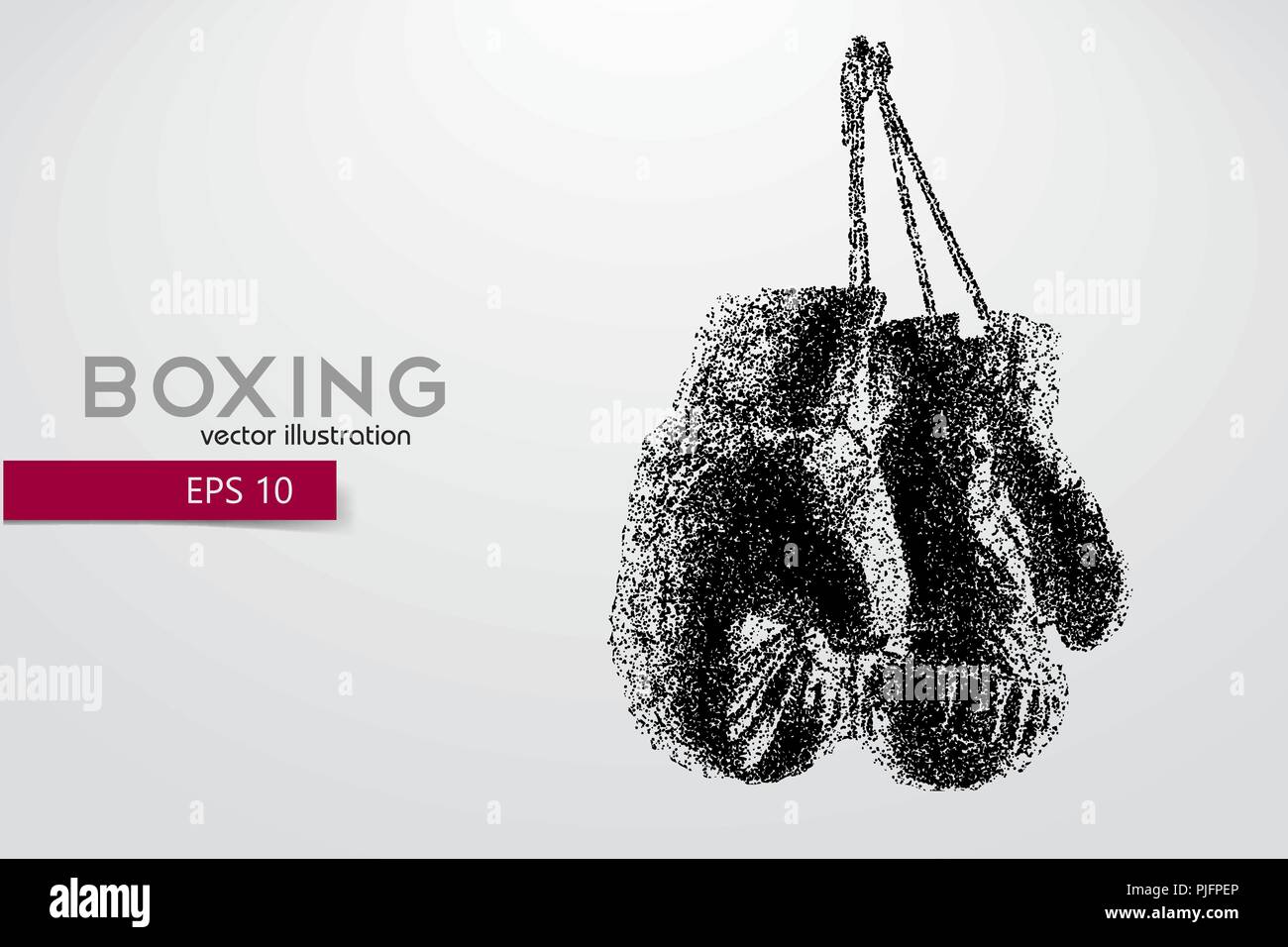 I guantoni da particelle. Sfondo e Testo su uno strato separato, il colore può essere cambiato in un solo clic. Boxer. Il pugilato. Silhouette Boxer Illustrazione Vettoriale