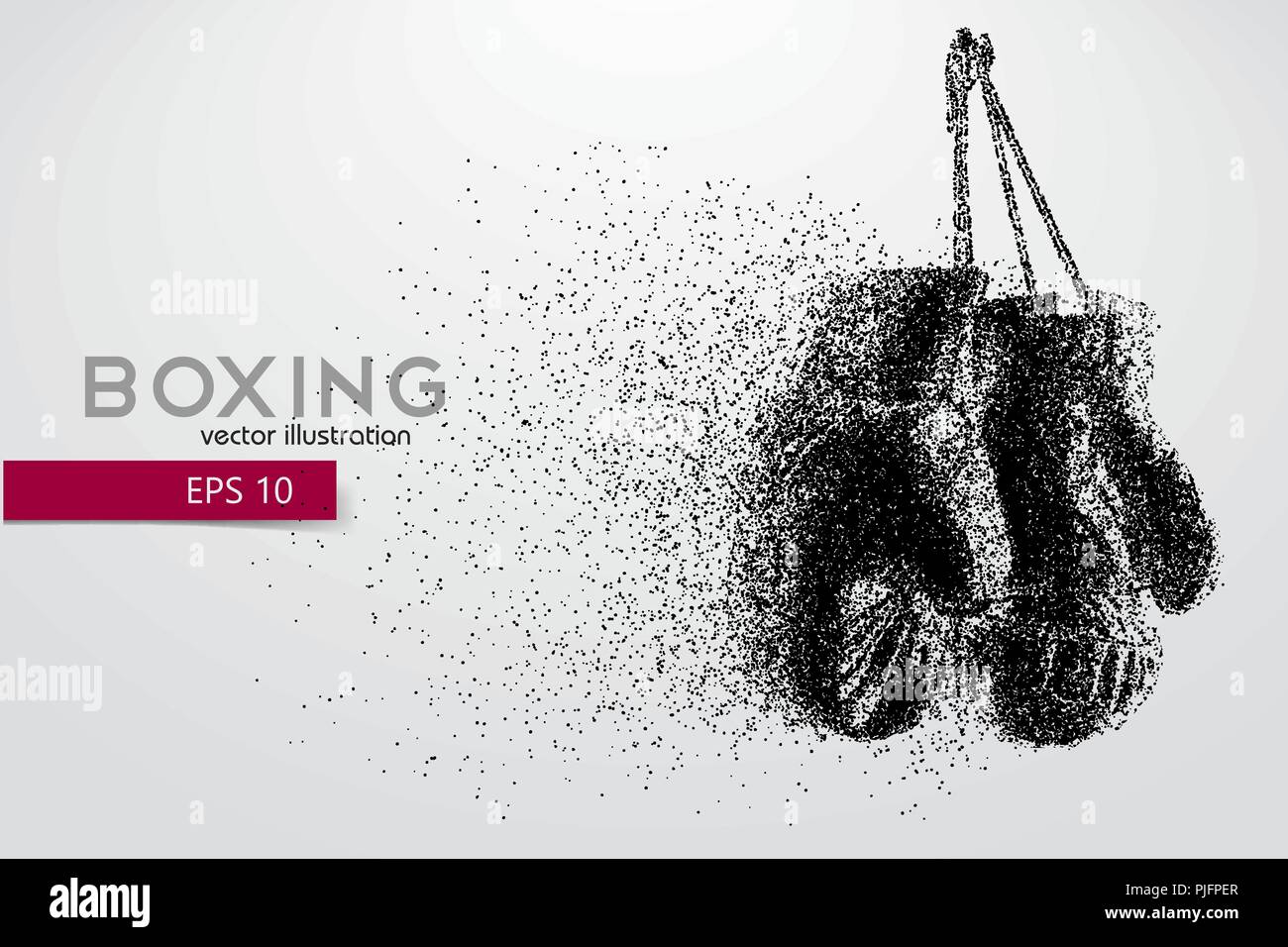 I guantoni da particelle. Sfondo e Testo su uno strato separato, il colore può essere cambiato in un solo clic. Boxer. Il pugilato. Silhouette Boxer Illustrazione Vettoriale
