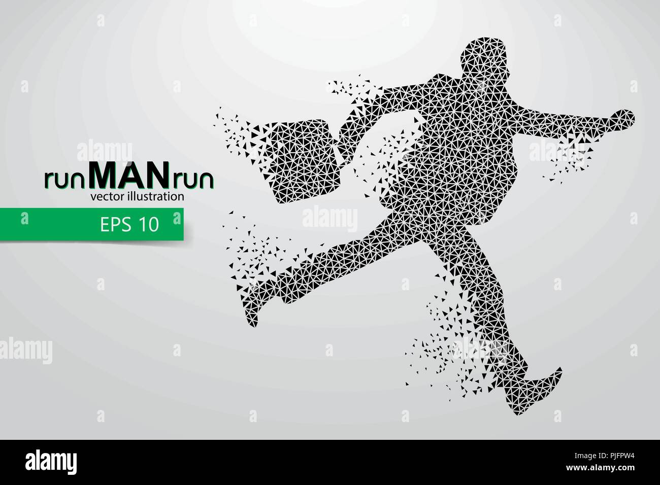 Business man silhouette da triangoli. Sfondo e Testo su uno strato separato, il colore può essere cambiato in un solo clic. Illustrazione Vettoriale