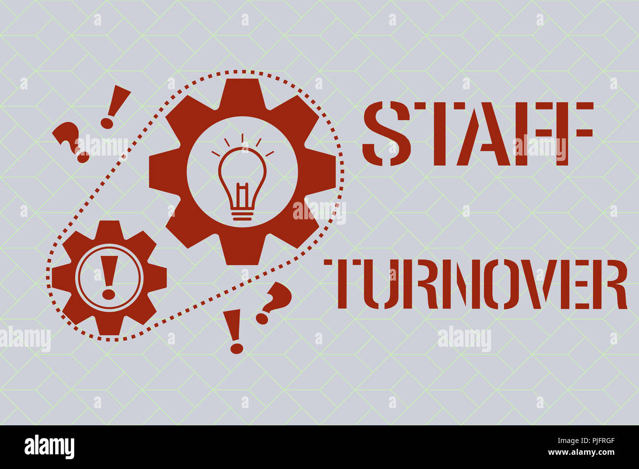 Segno di testo che mostra il turnover del personale. Foto concettuale la percentuale dei lavoratori che sostituiti da nuovi dipendenti. Foto Stock