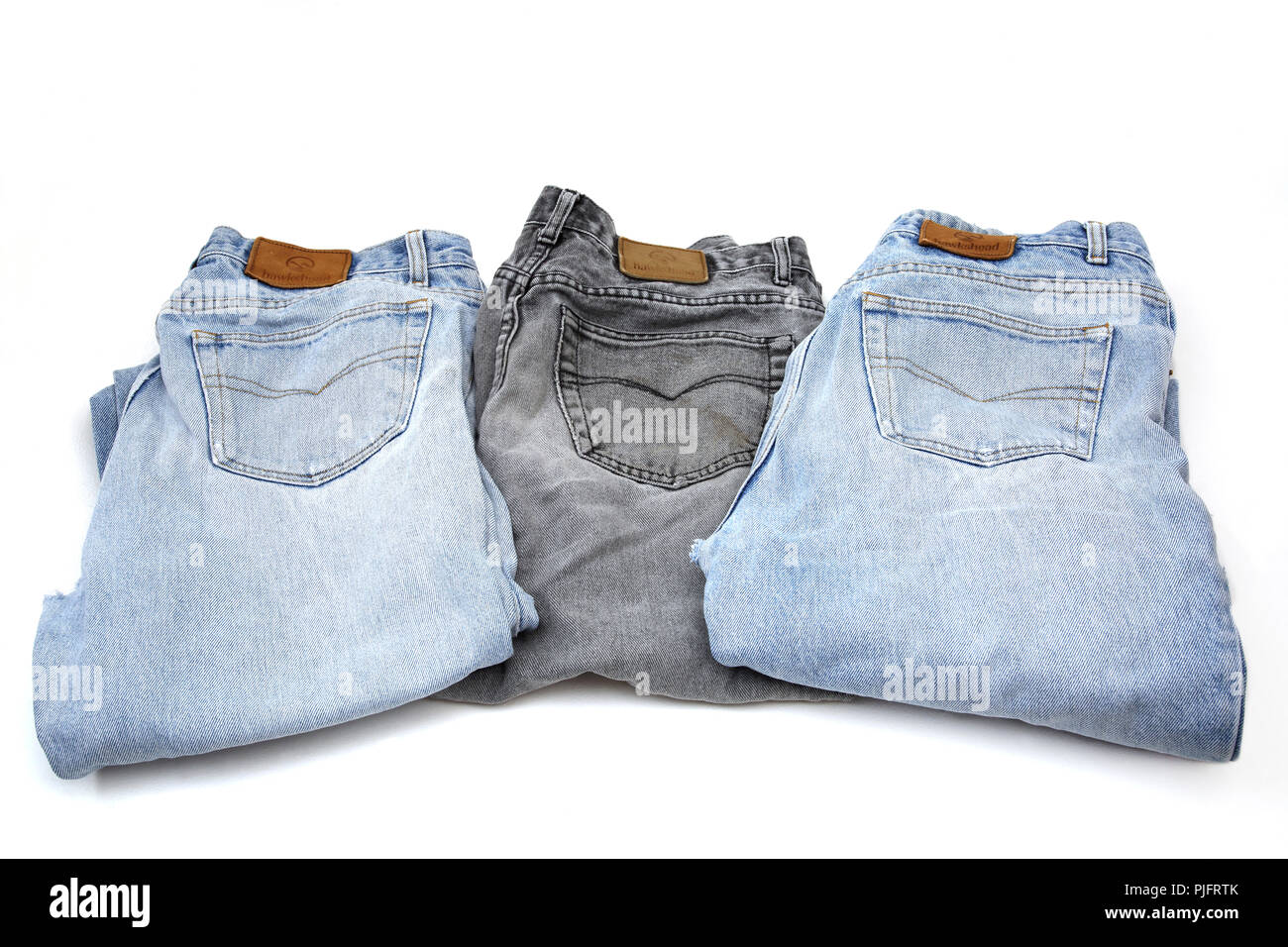 Tre coppie di Hawkshead Jeans Foto Stock