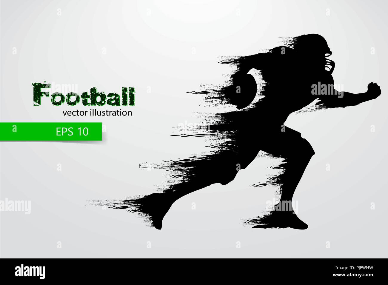 Silhouette di un giocatore di calcio. Sfondo e Testo su uno strato separato, il colore può essere cambiato in un solo clic. Rugby. Football americano. Illustra il vettore Illustrazione Vettoriale