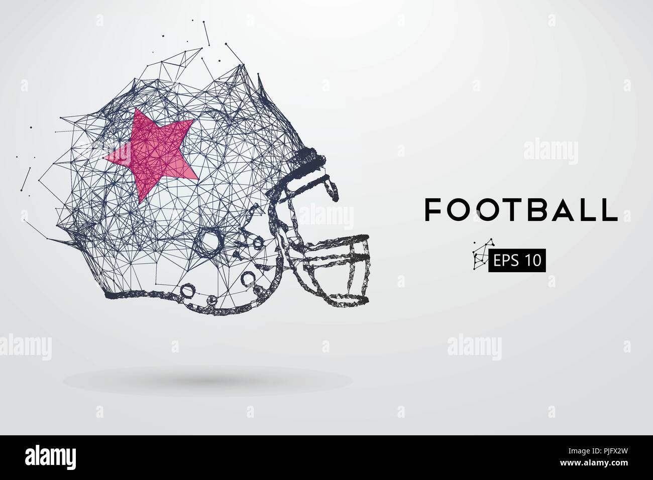 Il Football americano casco in nero. Punti, linee, triangoli, testo, il colore e gli effetti di sfondo su un strati separati, il colore può essere cambiato in un solo clic. Illustrazione Vettoriale