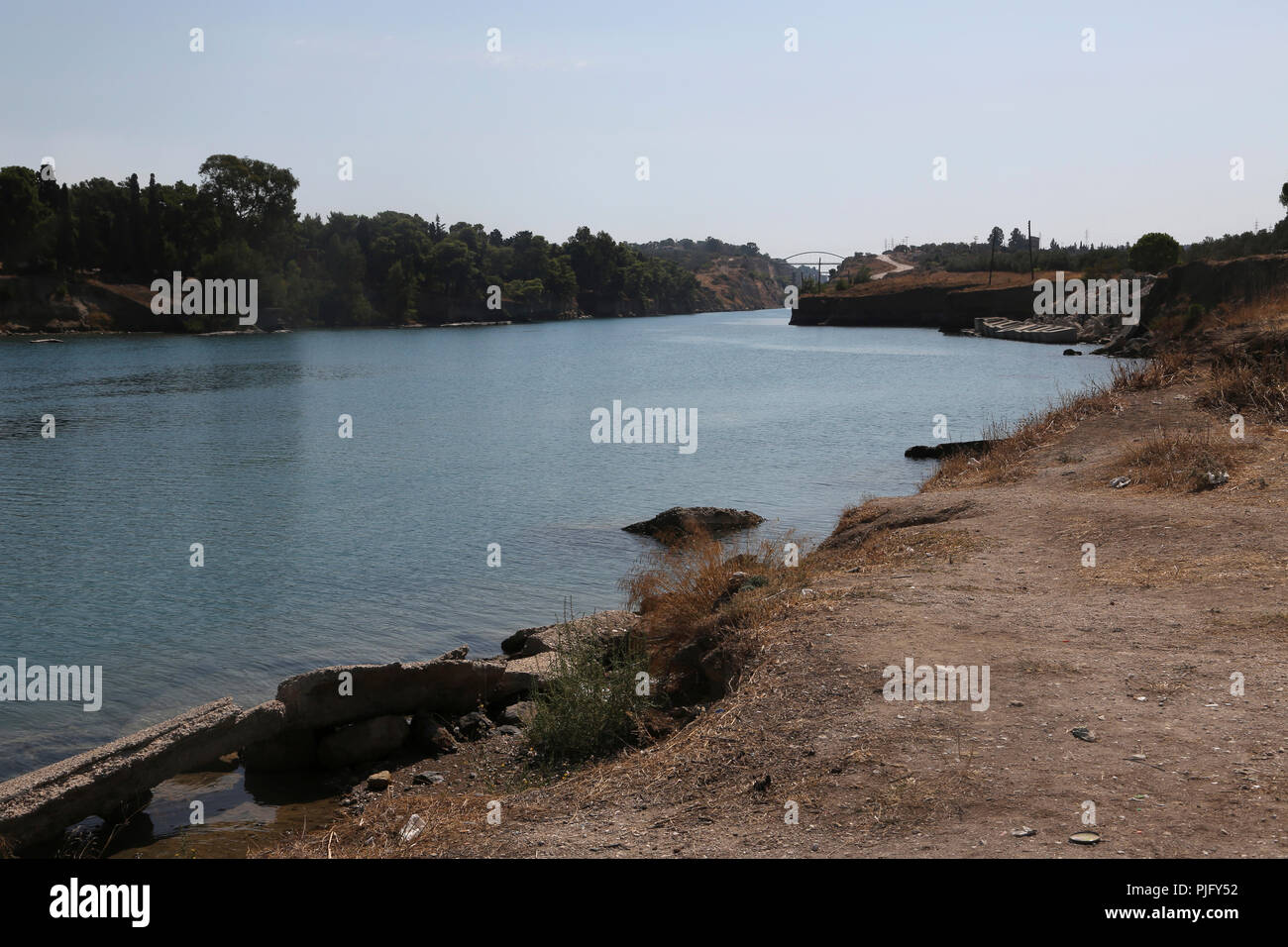 Peloponneso Grecia ingresso al Canale di Corinto Foto Stock