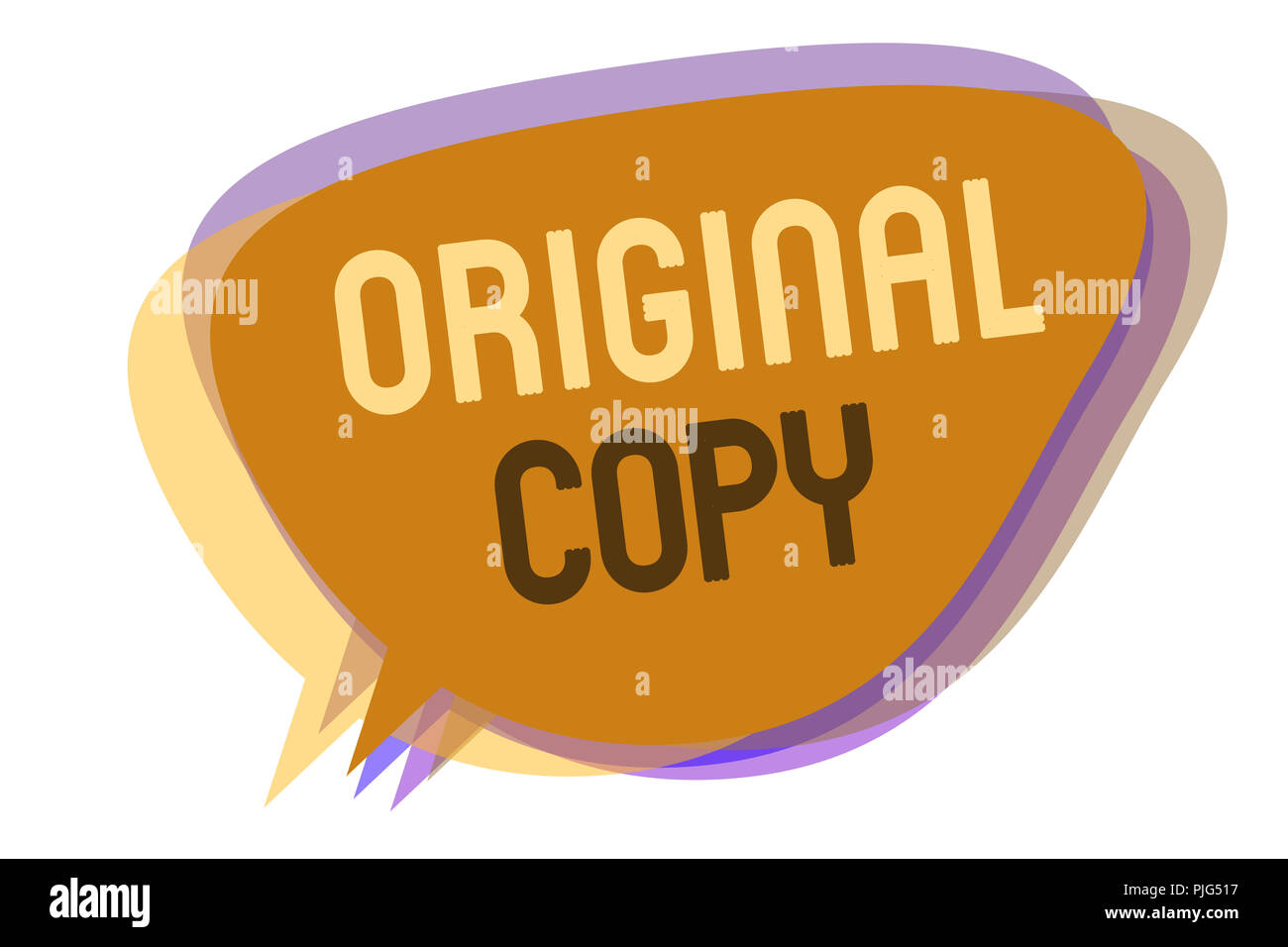 Parola di scrittura di testo Copia originale. Il concetto di business per script principale non stampati brevettato con marchio Master elenco discorso bolla idea messaggio promemoria ombre ho Foto Stock